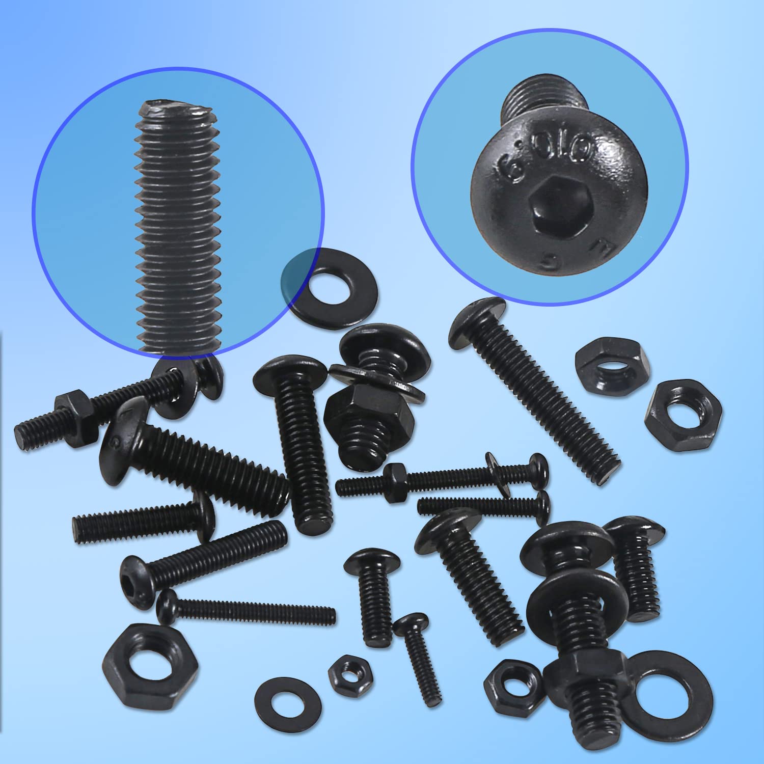 Thumbnail 2 de Set viti e dadi con rondelle 1180 pezzi in acciaio al carbonio M2–M5 (nero) – kit pratico per riparazioni domestiche e officina