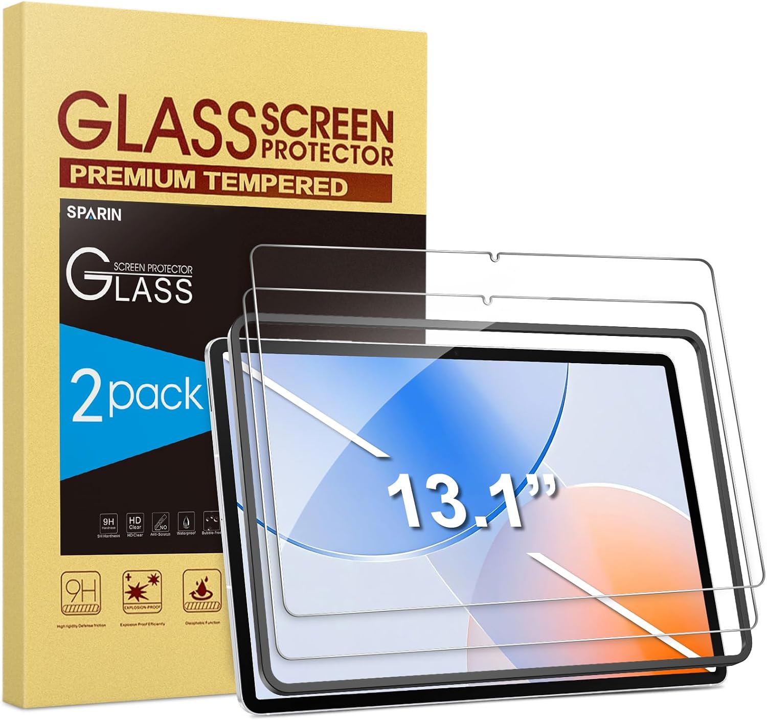 Detalle de SPARIN Schutzfolie für Samsung Galaxy Tab S10 FE+/FE Plus 13,1" (Panzer-Glas), 2 Stück mit Montage-Rahmen