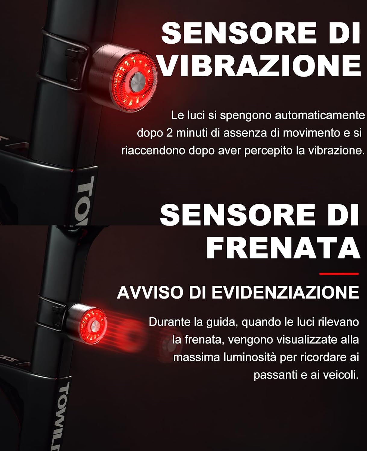 Detalle de TOWILD TL05 Fanale posteriore USB‑C 40h
