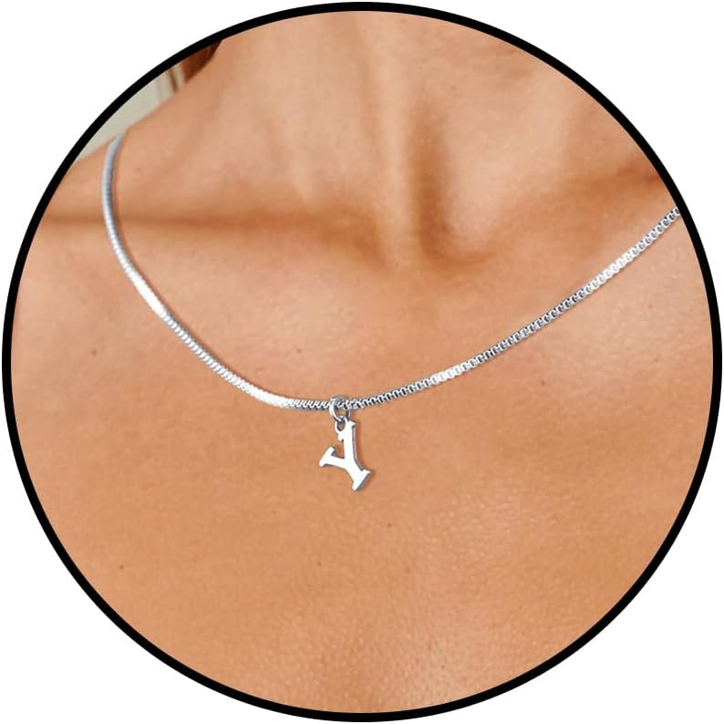 Detalle de Esmoly Iniziale Collana Donna Oro 14K Choker con lettera A-Z (16+2 inches) idea regalo