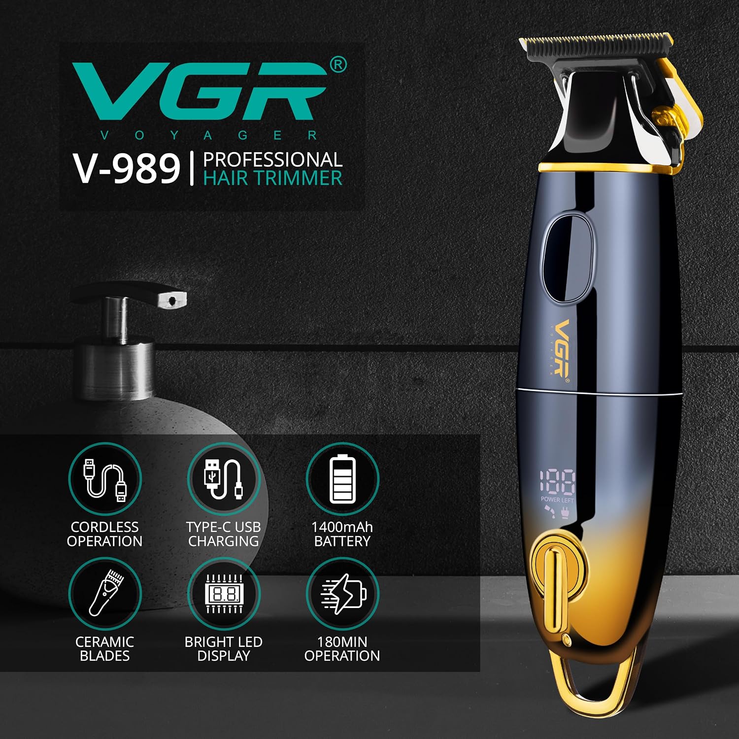 Thumbnail 6 de VGR Professional Beard Trimmer 180 min ⌛