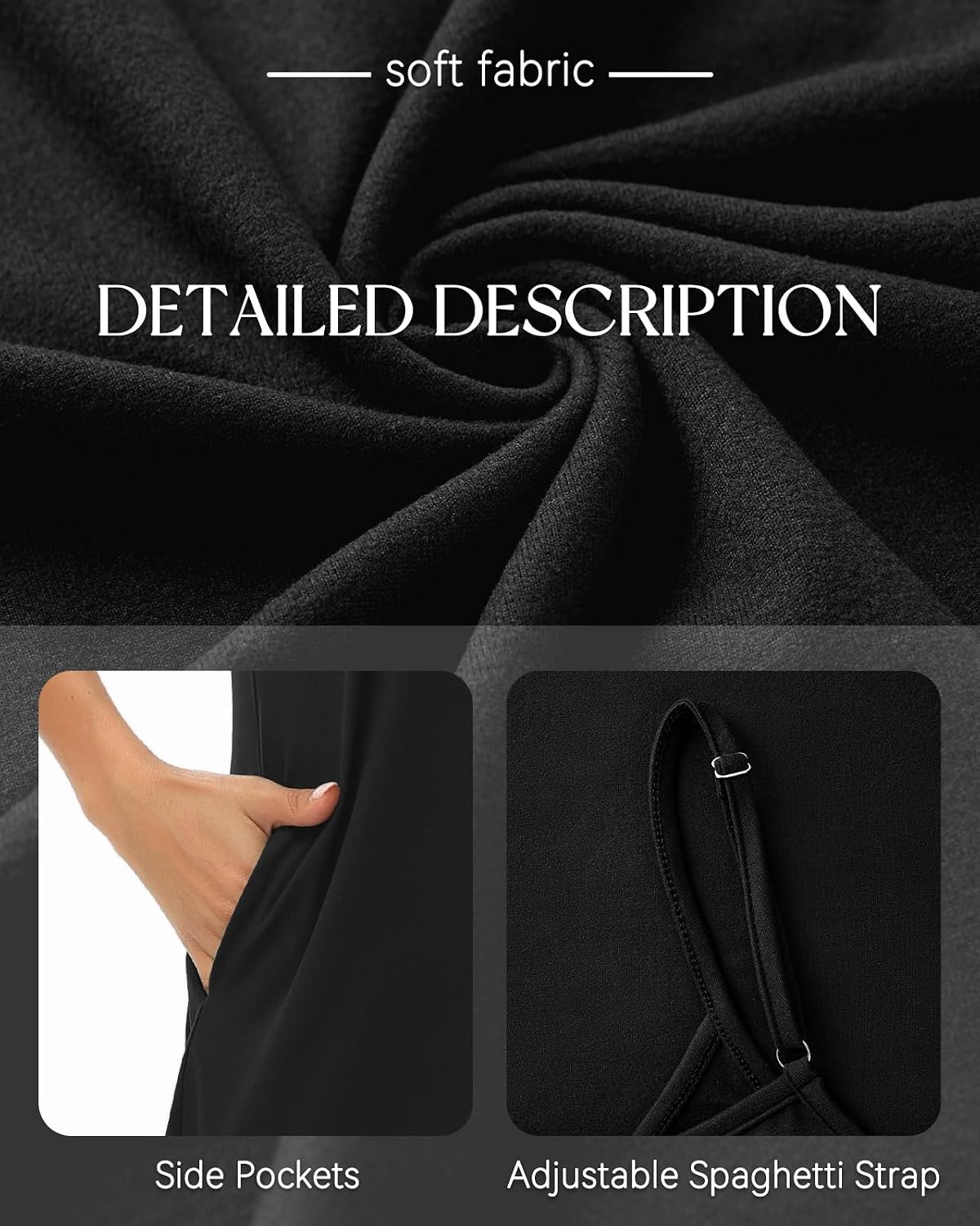 Thumbnail 2 de RIROW Women’s Spaghetti-Strap Midi Dress, Lightweight Stretch Knit, Loose A-Line