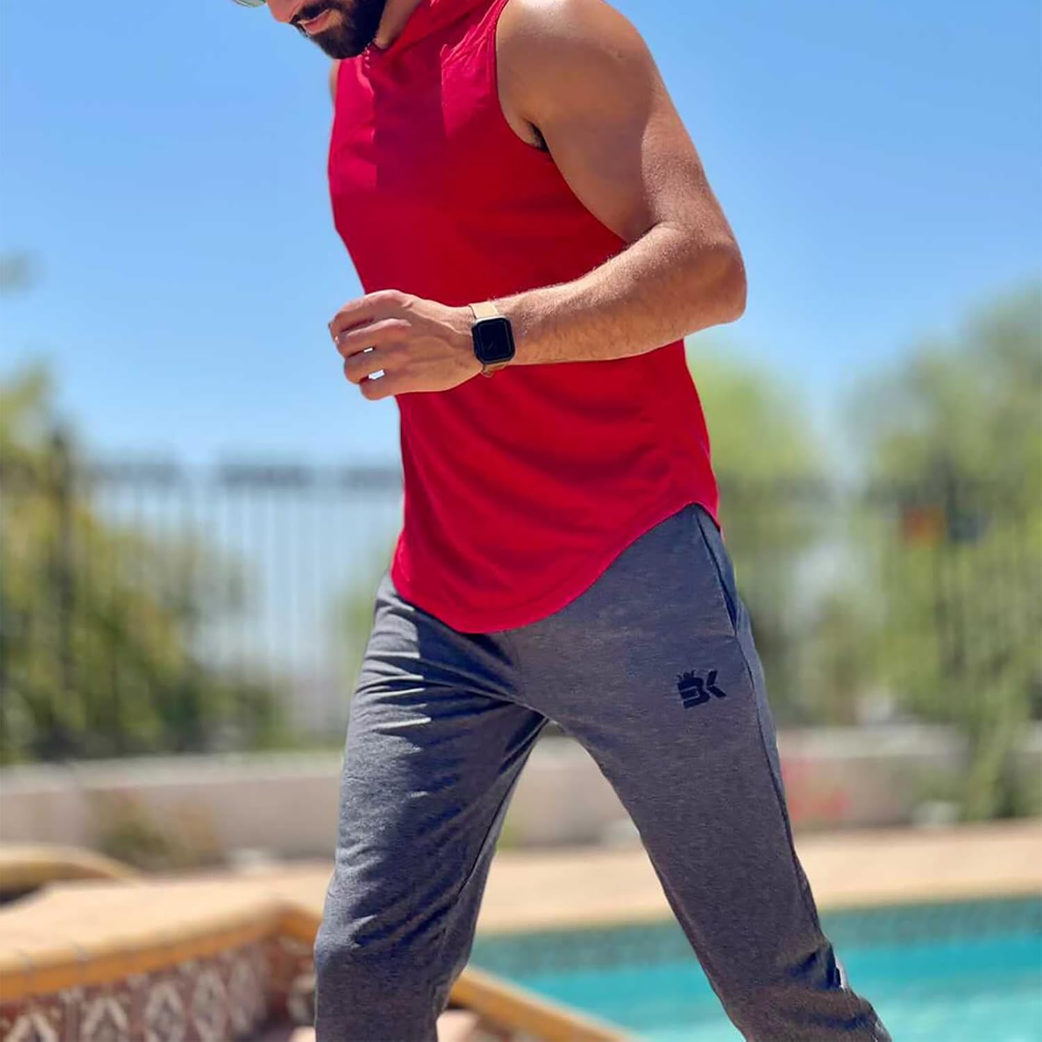Thumbnail 3 de BROKIG Mens Zip Gym Joggers: Slim Fit Running Tracksuit Bottoms