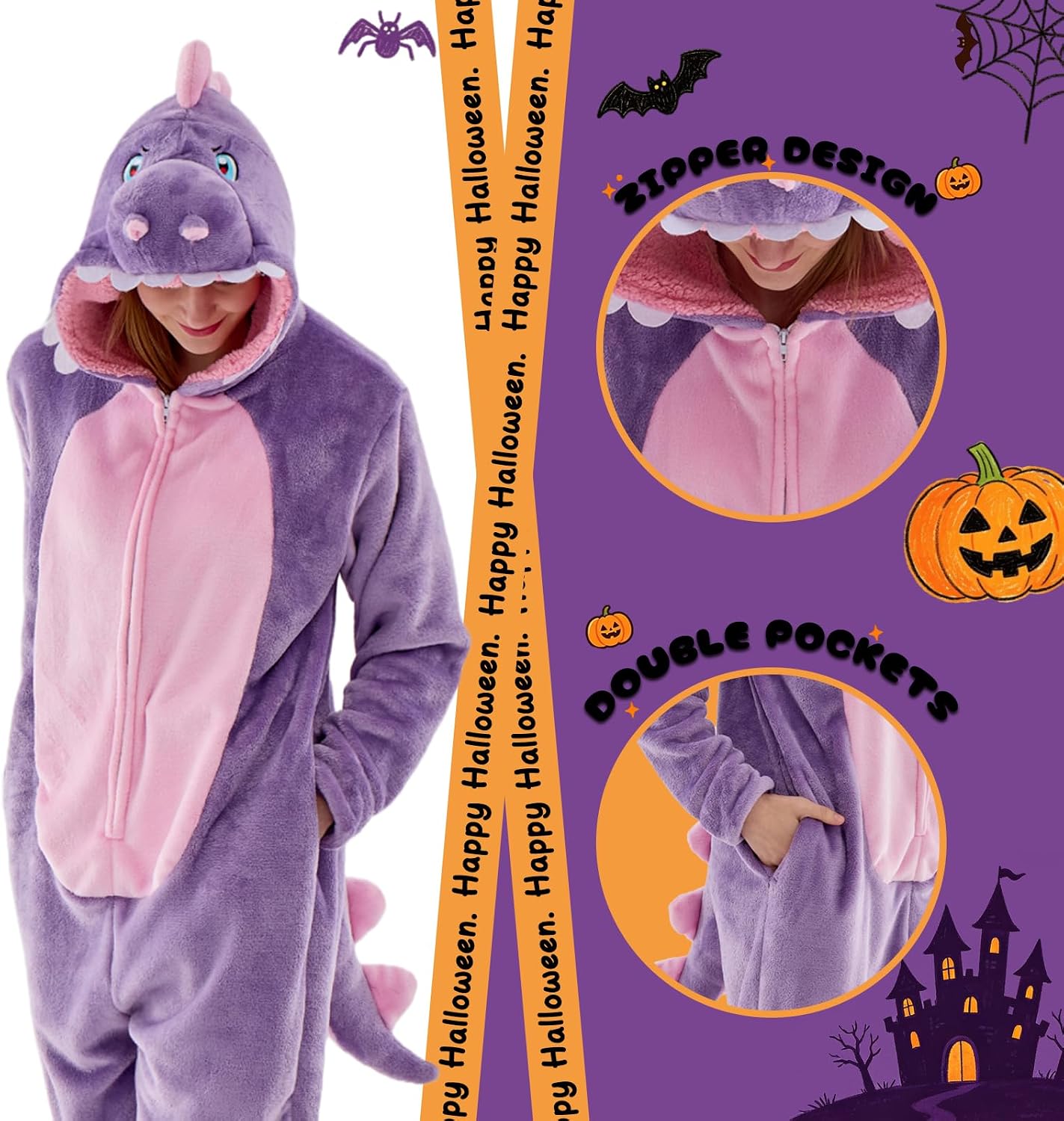 Detalle de Sokliro Adult Animal Onesie Pajamas, Unisex Hooded One-Piece Costume
