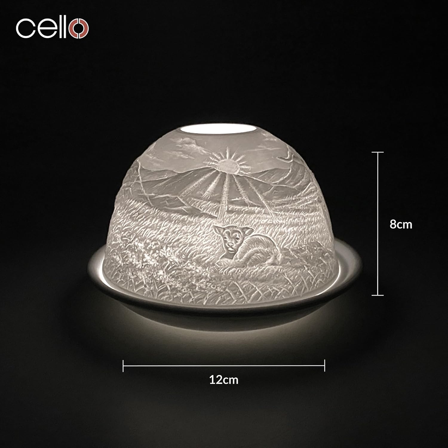Thumbnail 2 de Cello Porcelain Tealight Holder Dome – Highland Cow 3D Projection & Optional LED Wax Warmer Look