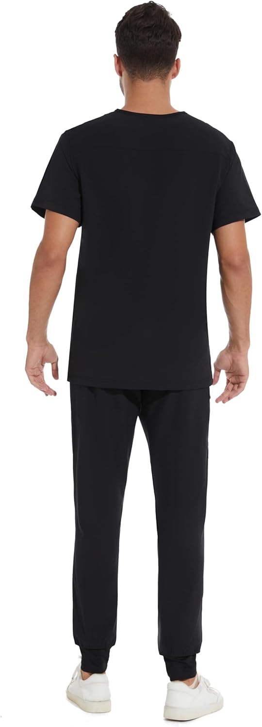 Detalle de COZYFIT Men Scrubs Set (V-Neck Top & Yoga Jogger Pants) with 8 Pockets
