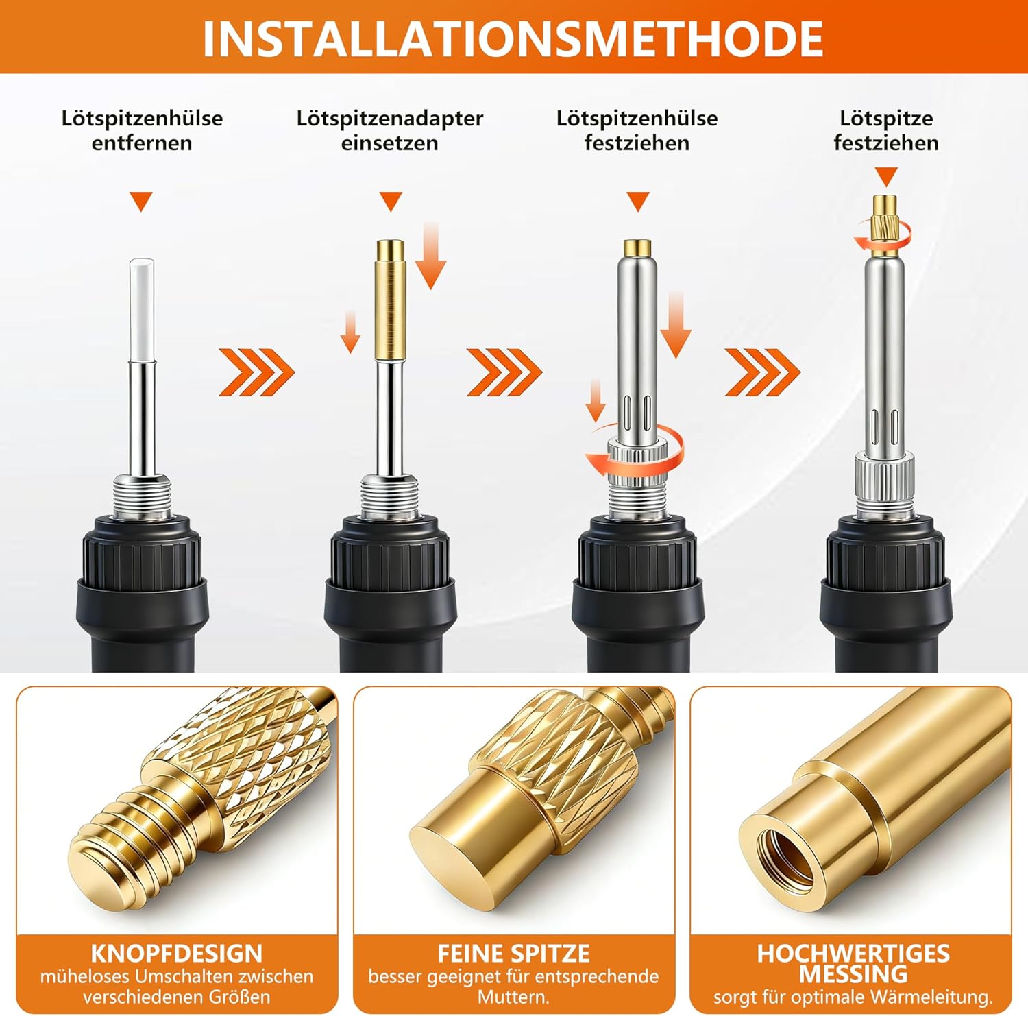 Detalle 2 de 450 Stk Gewindeeinsätze Lötspitzen Set mit LCD-Lötkolben – 80 W, 7 Spezialspitzen, Adapter & Ständer