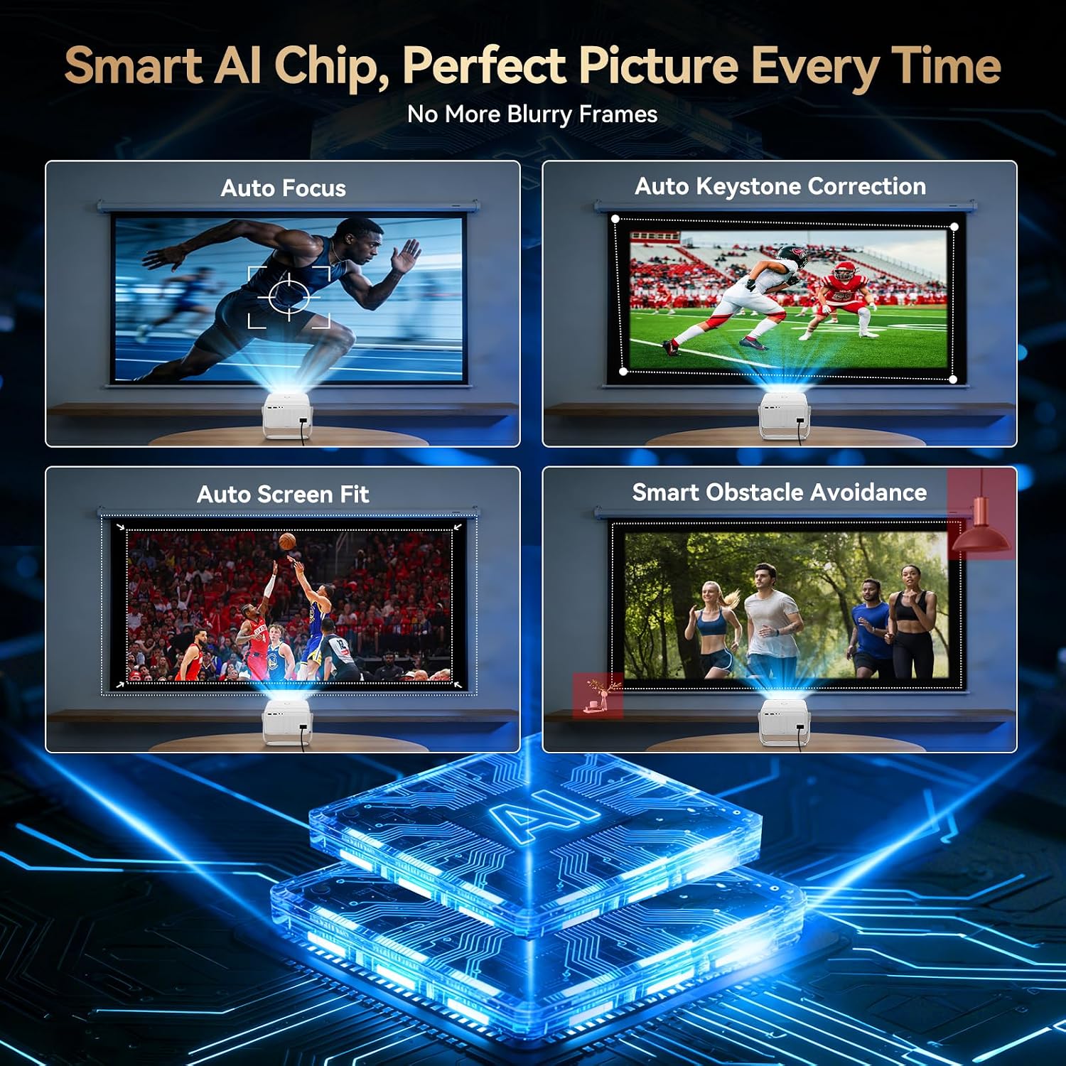 Thumbnail 4 de Smart 4K Projector with AI Whale OS, Auto Focus & 360° Gimbal Stand — A practical home cinema companion