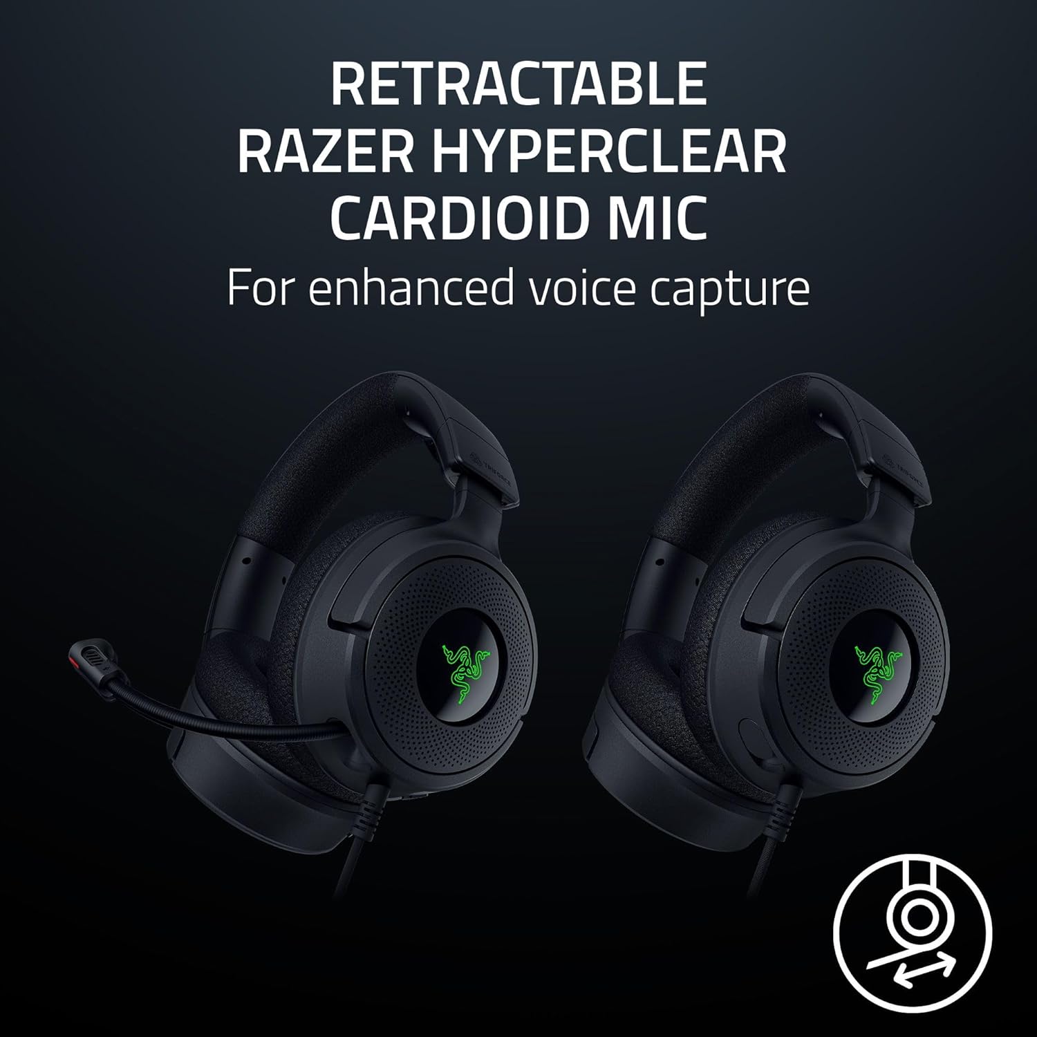 Thumbnail 2 de Razer Kraken V4 X Wired Gaming Headset (TriForce 40mm, Retractable Cardioid Mic, 7.1, Chroma RGB) – for PC, console & USB‑C phones