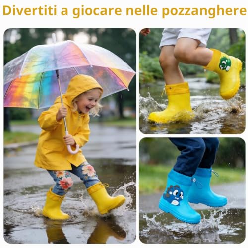 Thumbnail 6 de Aomig Stivaletti da pioggia per bambini in PVC, dinosauro blu, EU 22-23