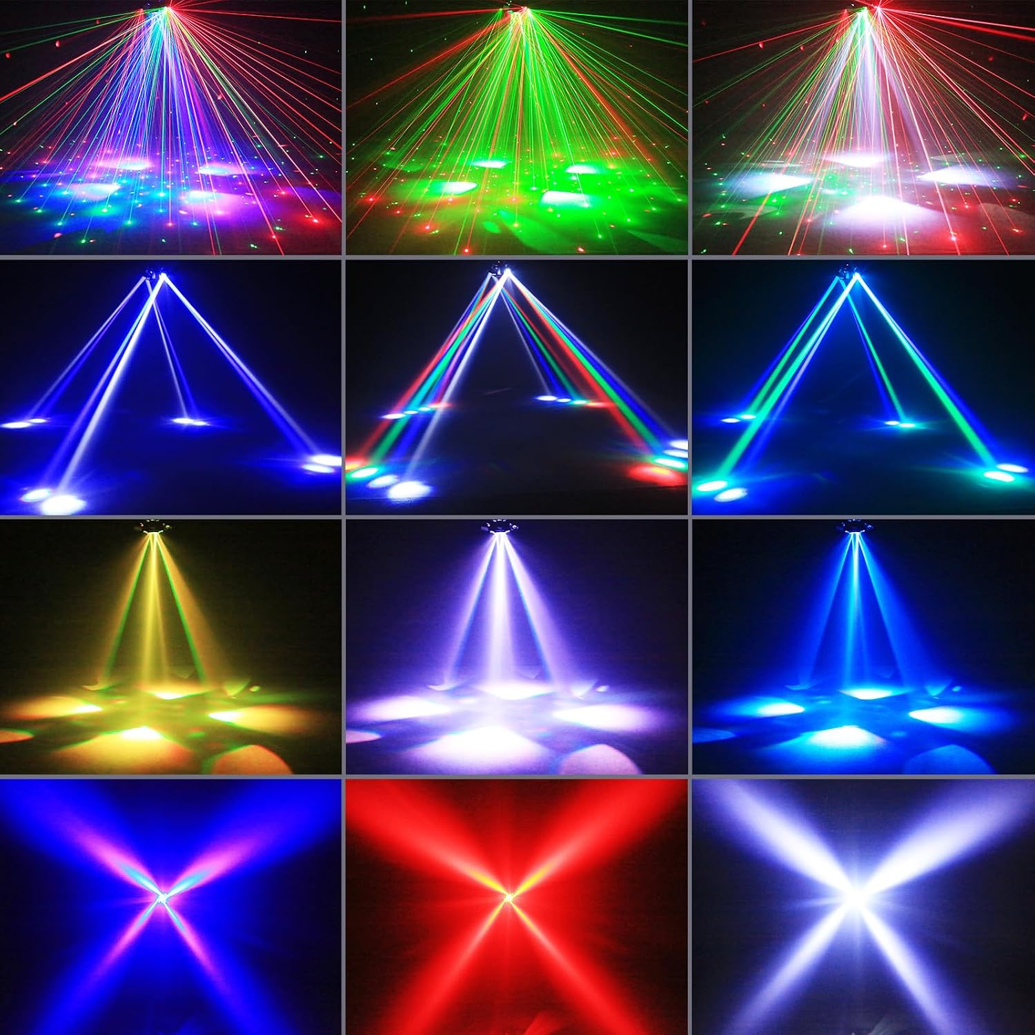 Detalle de 150W Moving Head Bühnenlicht Strahl (RGBW, 4 Lampenarm) mit Fernbedienung – Gold Strobe Partylicht für DJ, Disco & Events