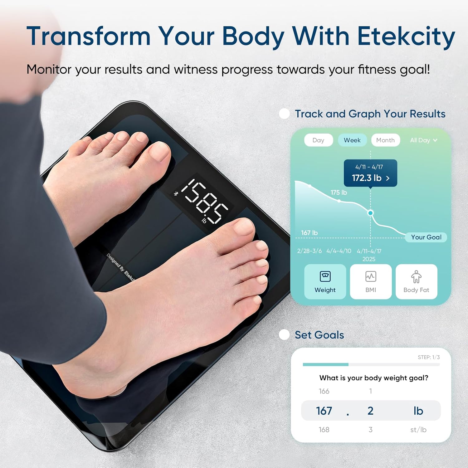 Detalle 2 de Etekcity Smart Scale with IMC and Body Fat