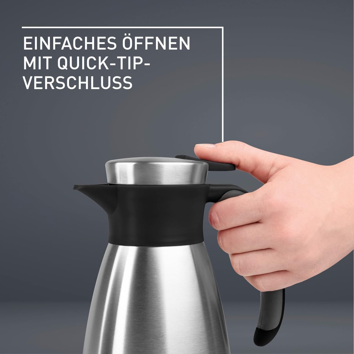 Detalle de Emsa Soft Grip Isolierkanne 1,5 L – Edelstahl, auslaufsicher, rutschfester Griff