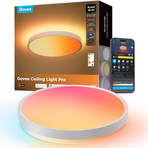 Detalle de Govee RGBICWW Deckenlampe Pro55W: 4800 lm, 45,5 cm Durchmesser, dimmbar