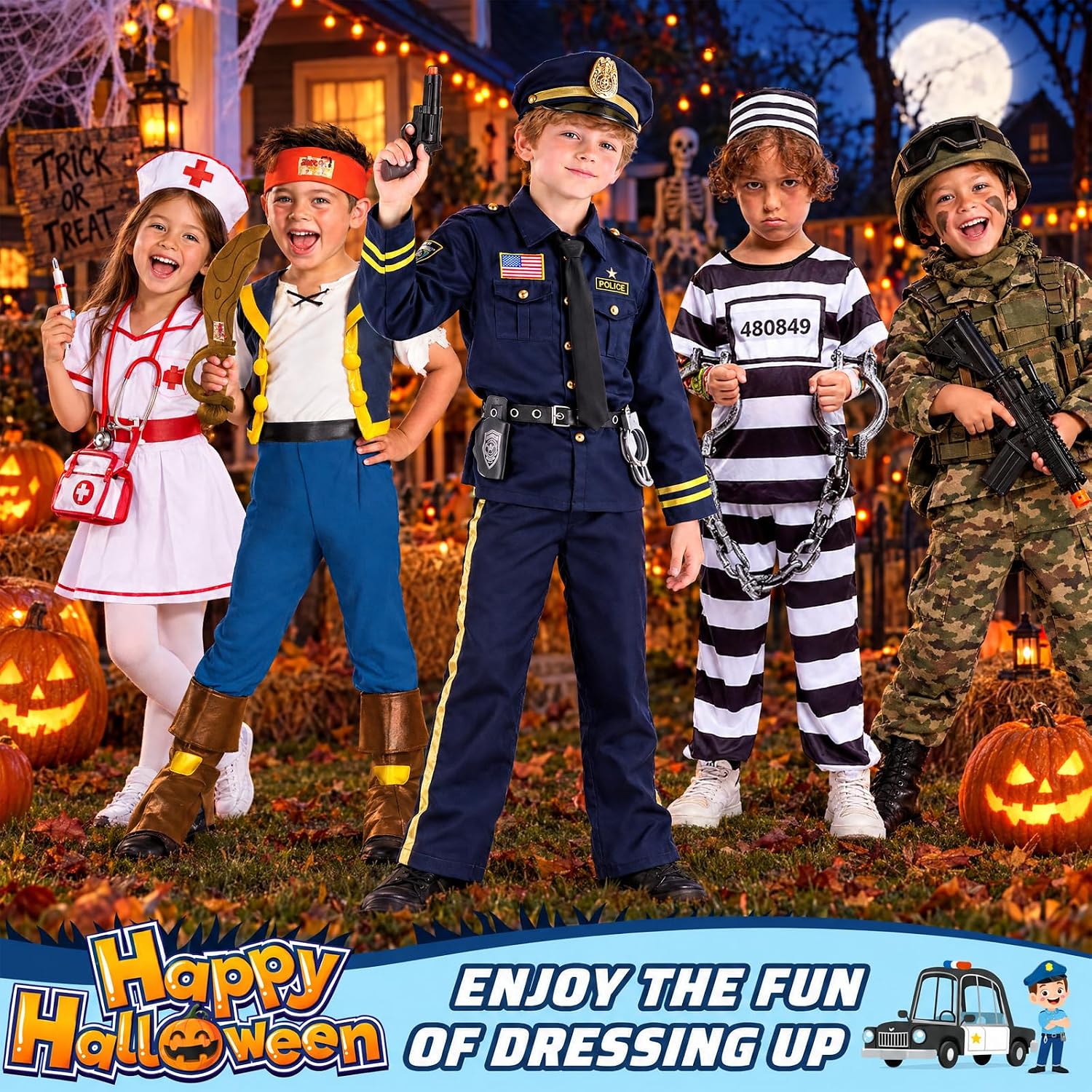 Detalle 2 de GiftInTheBox Kids Police Costume, 12-Piece Blue Uniform and Accessory Set
