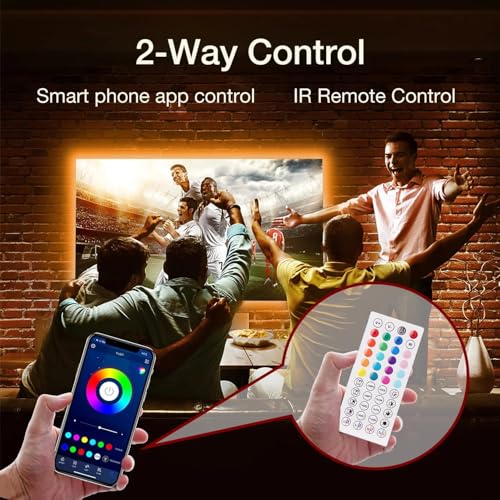 Detalle de Liwqolx Tira LED TV RGB 5 m con 30 LED por metro, app Bluetooth y mando para TV de 65-75 pulgadas