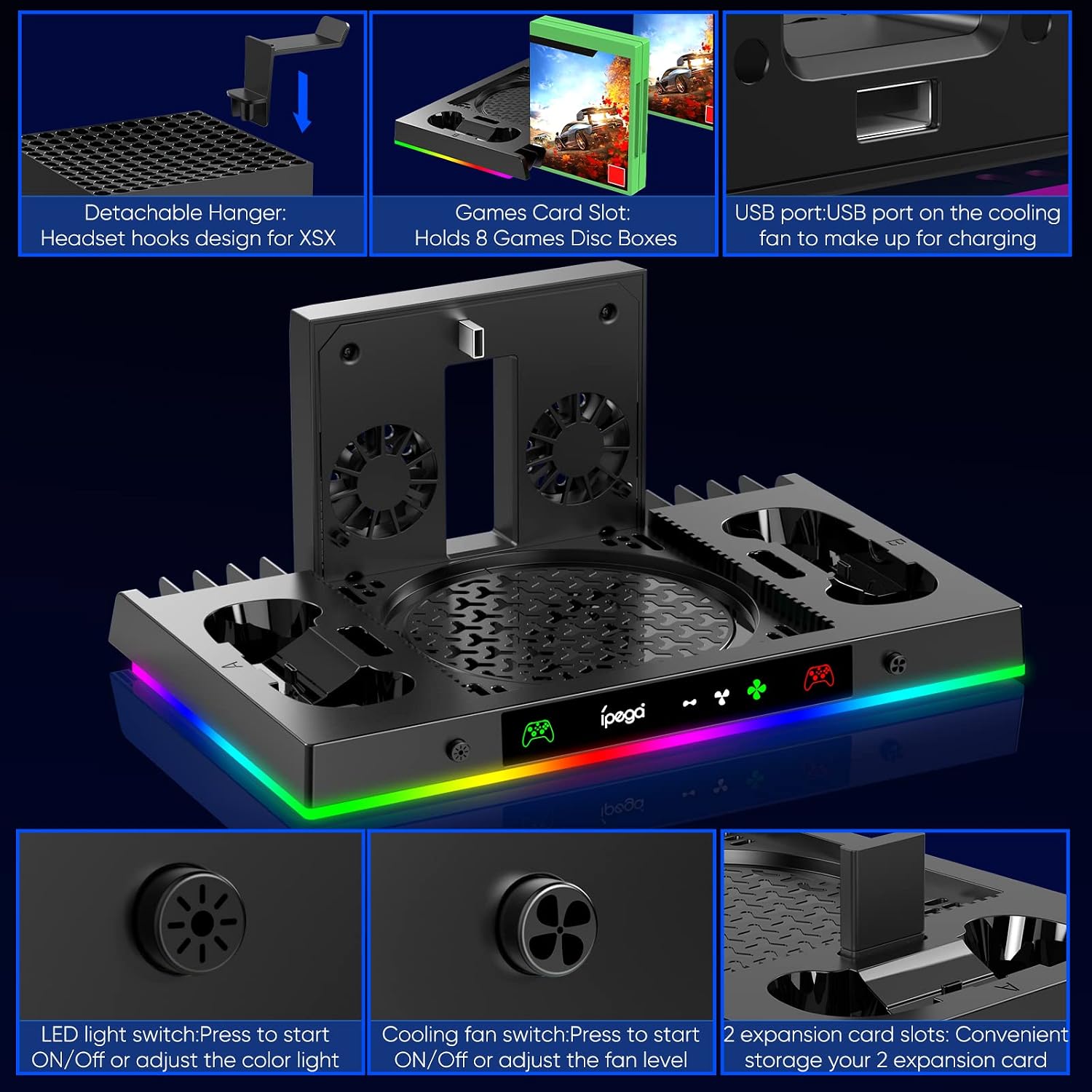 Thumbnail 5 de FYOUNG Upgraded Cooling Fan Stand for Xbox Series X
