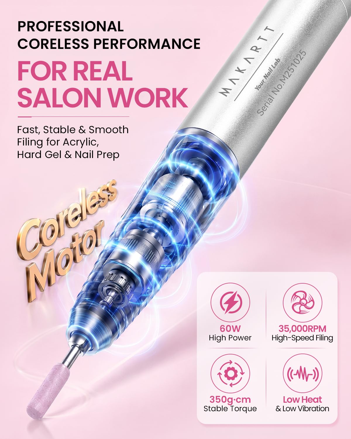 Detalle de Makartt Nail Drill 60W Professional ๐
