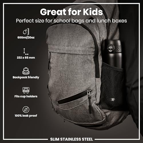 Detalle de Ion8 Lightweight Steel Water Bottle 600 ml/20 oz – Non-Insulated, Leak-Proof, Dishwasher Safe
