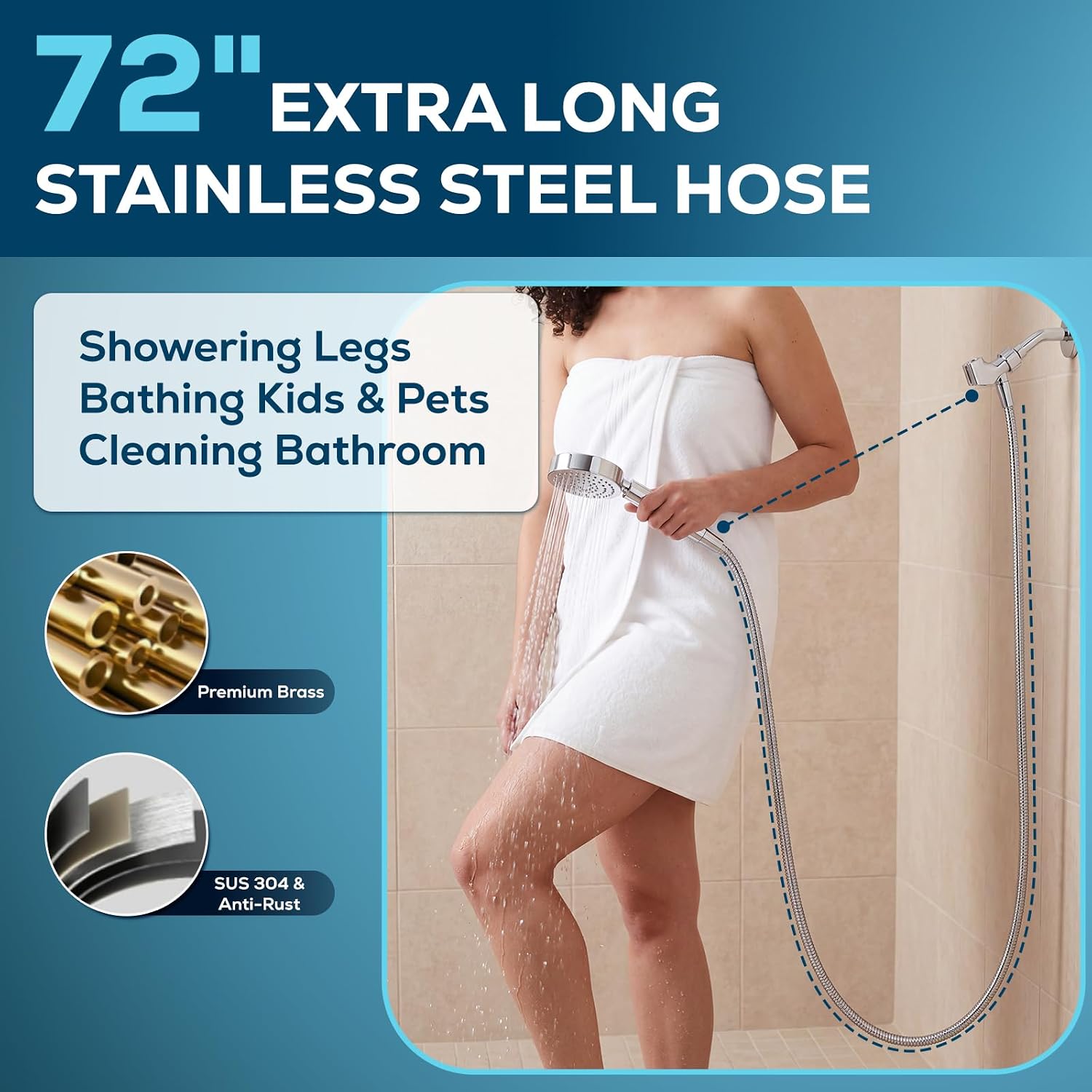 Thumbnail 6 de Metal Handheld Shower Head with 6 Spray Settings