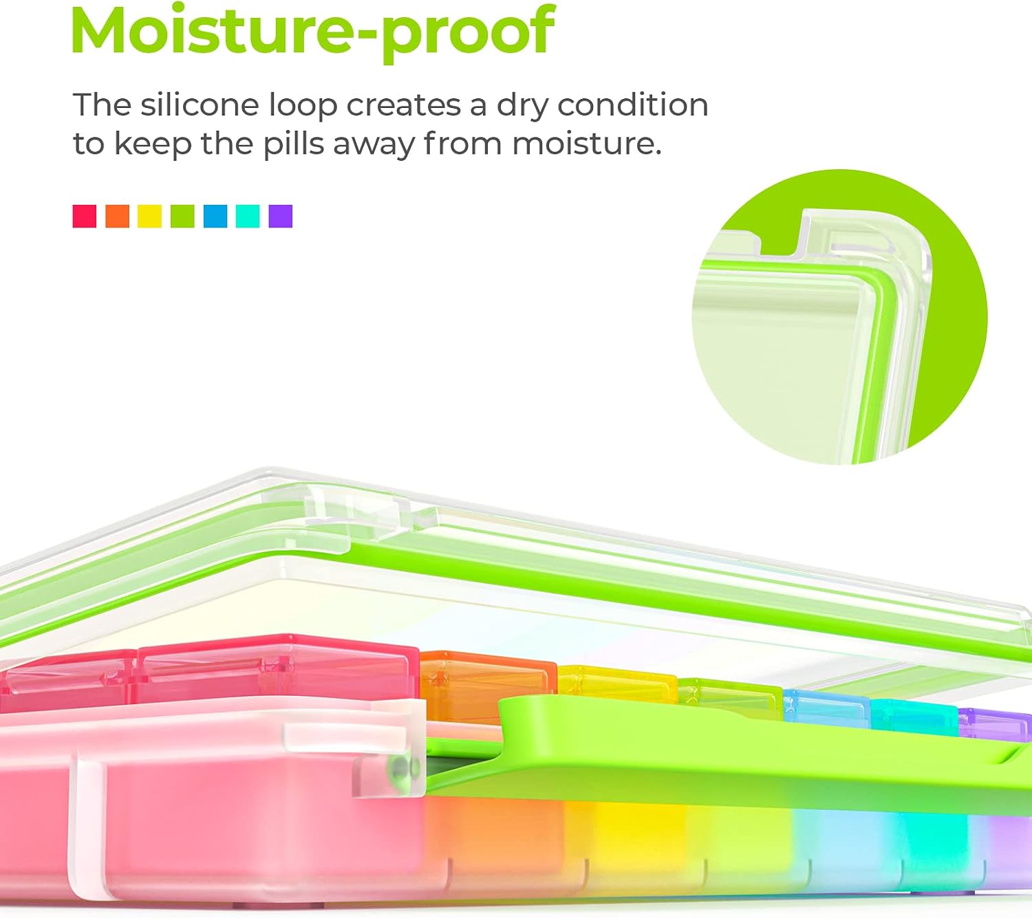 Detalle 2 de AUVON 28‑compartment weekly pill organiser for 7 days 💊