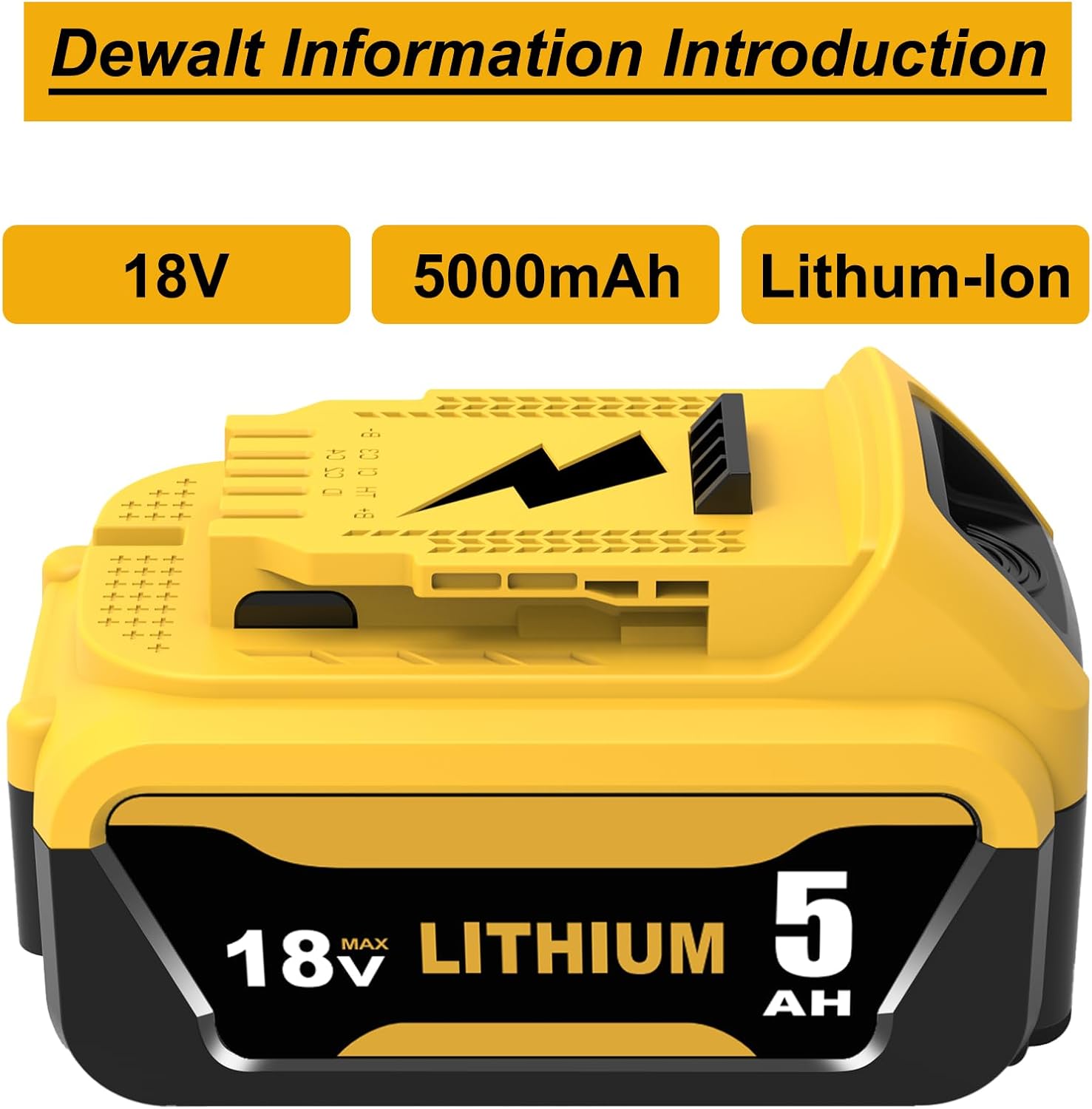 Detalle de Kit sostituzione Dewalt 18V: 2 batterie 5000mAh + caricatore DCB107 con indicatore LED
