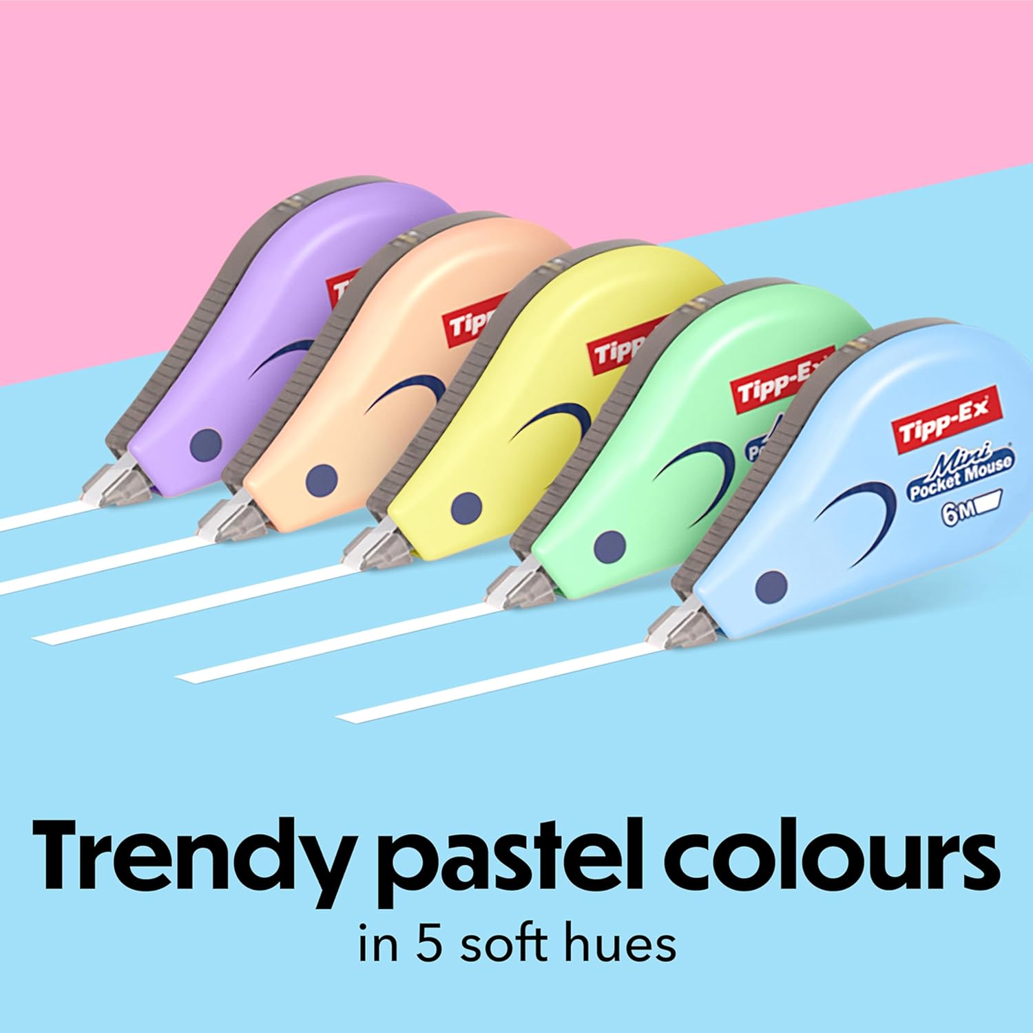 Thumbnail 1 de BIC Tipp-Ex Mini Pocket Mouse Korrekturroller Pastell – 6 Korrekturroller (6 m x 5 mm) in Pastellfarben