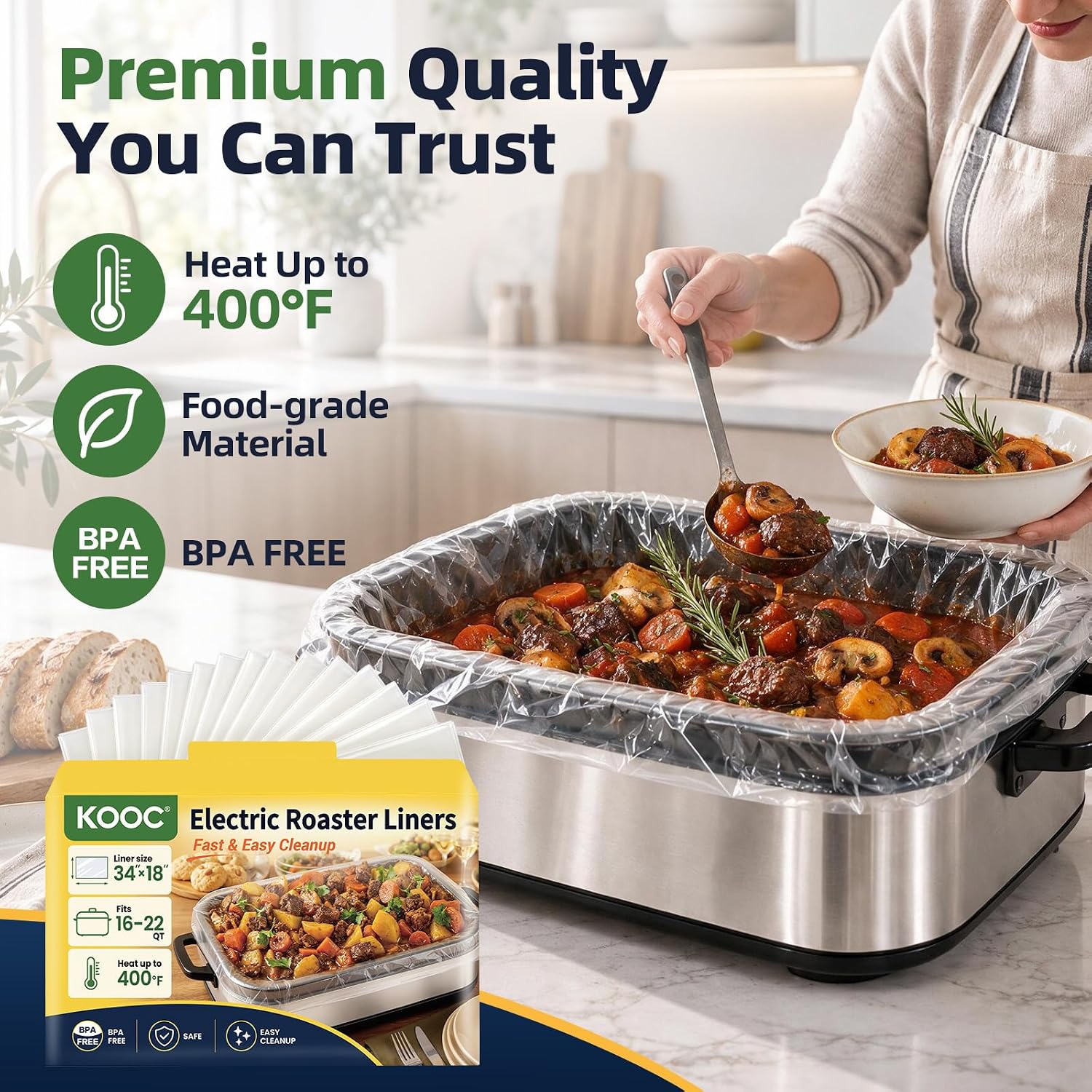 Detalle de KOOC Electric Roaster Liners, 18" x 34