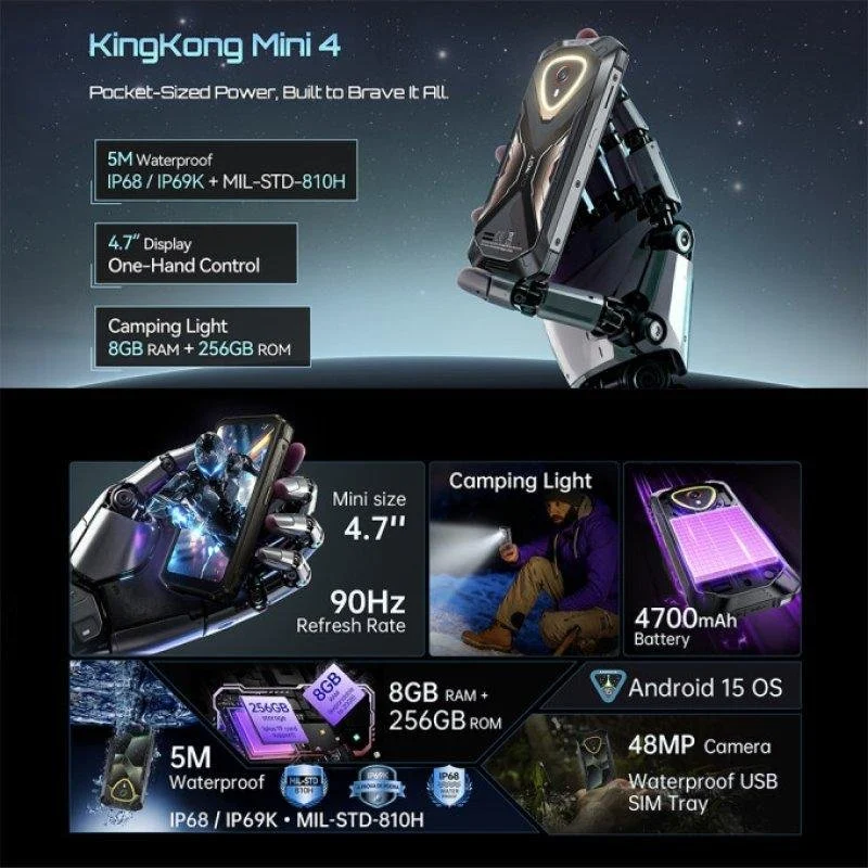 Thumbnail 3 de Cubot KingKong Mini 4 4G 6GB 128GB 4.7" Negro: robusto y compacto para quien exige movilidad