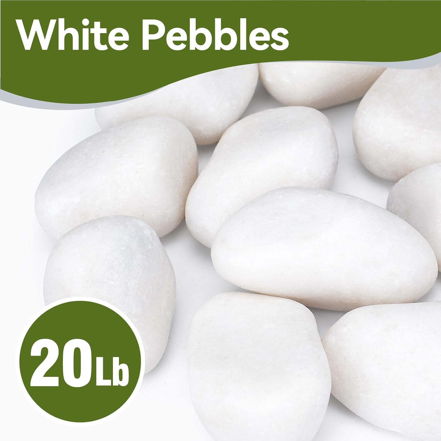 Detalle de Pulovin 20 lbs White River Rocks, 2–3 Inch Polished Decorative Stones