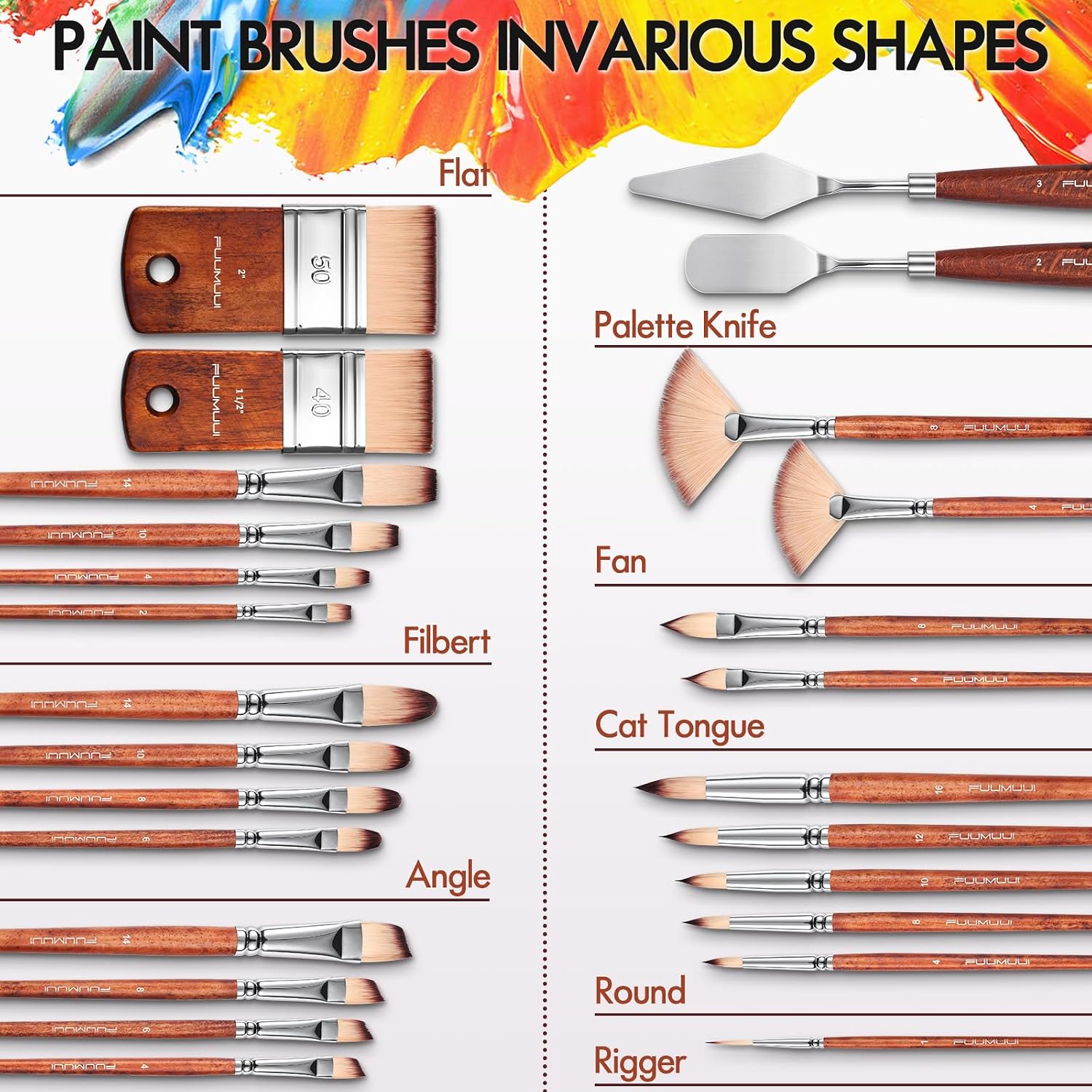 Thumbnail 5 de Fuumuui 26pcs Paint Brushes Set