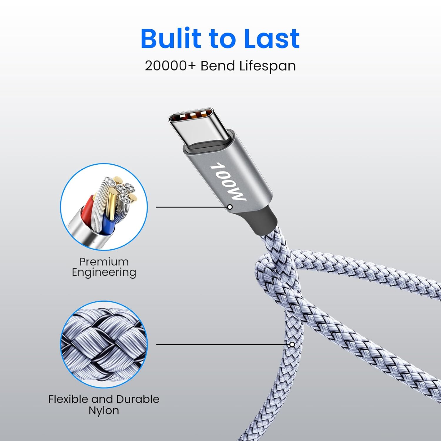 Thumbnail 4 de etguuds 2er USB‑C auf USB‑C Kabel (3 m) mit 100 W Power Delivery 3.0