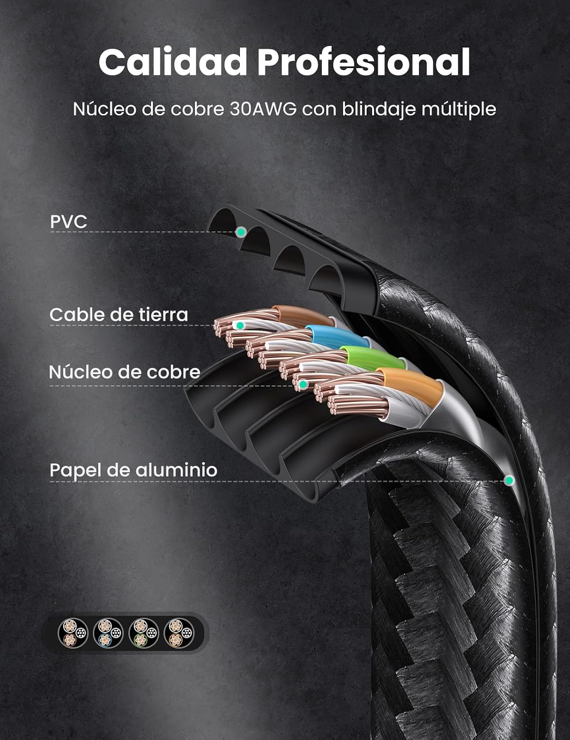 Thumbnail 5 de UGREEN Cable Ethernet Red RJ45 Trenzado 10Gbps 15m