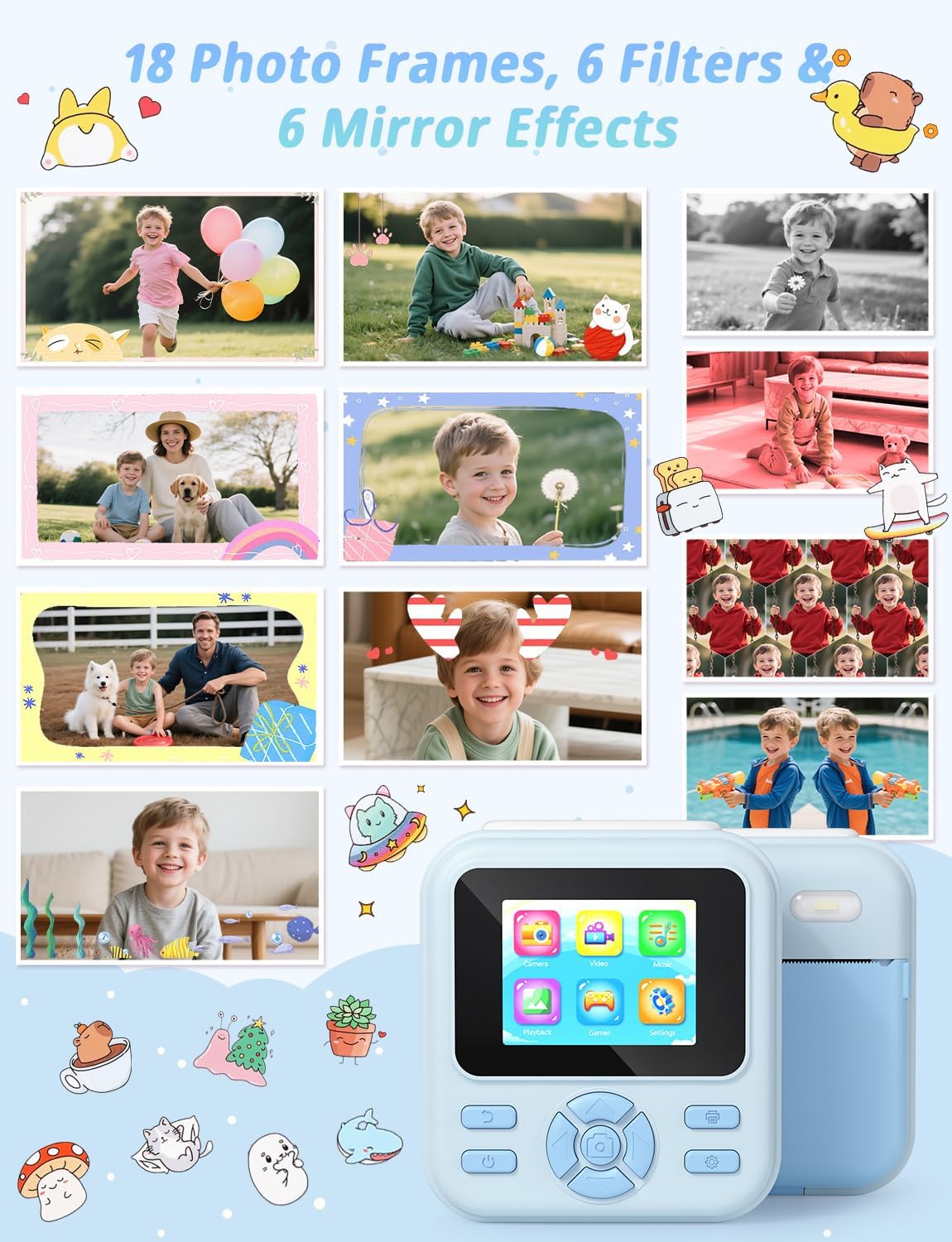 Thumbnail 4 de YOHOOLYO Kids Camera Instant Print with 32GB Card & 3 Paper Rolls – 2.4" Digital Instant Camera for Kids Aged 4–10 (Blue)