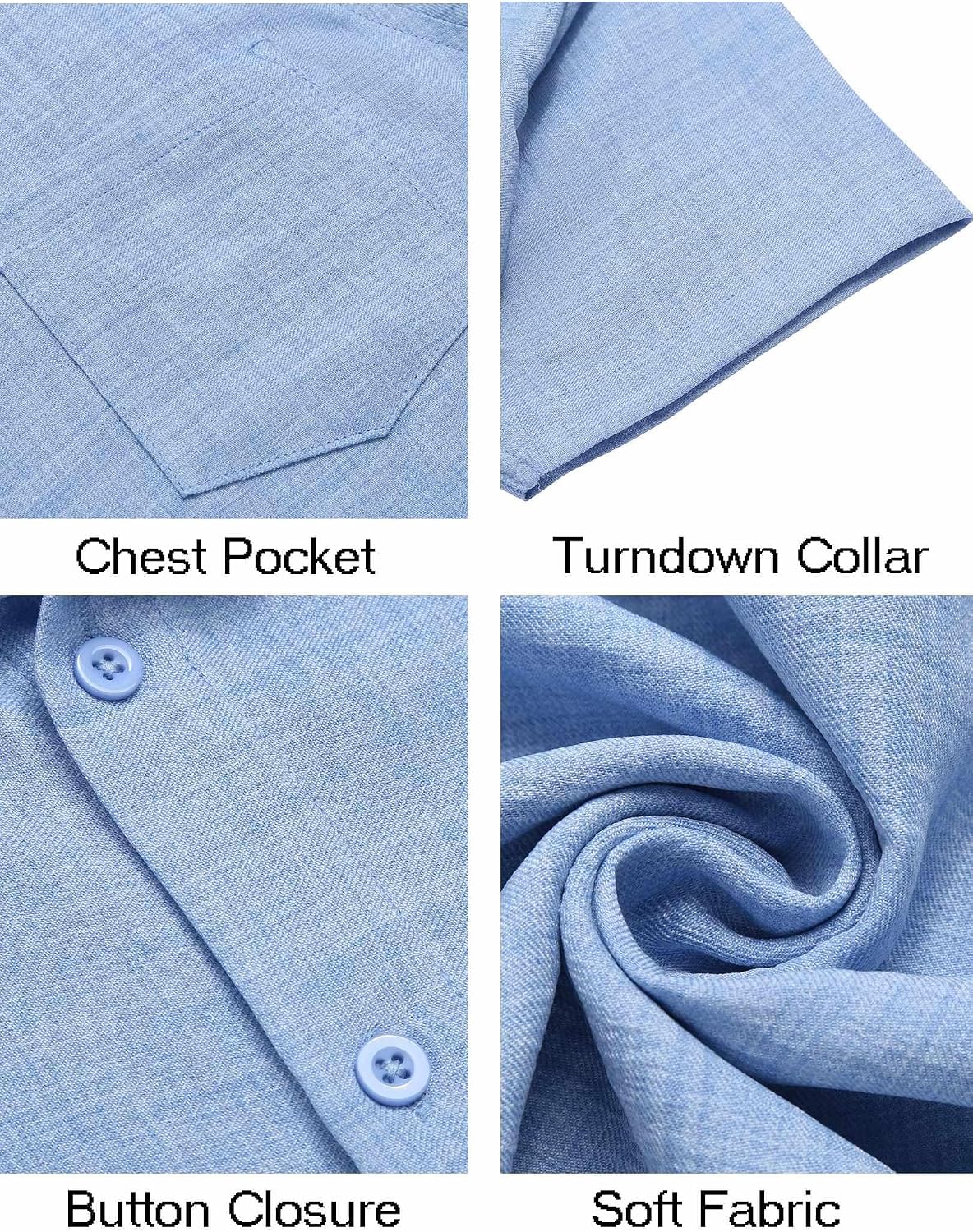 Detalle de COOFANDY Mens Button Down Short Sleeve Shirt with Chest Pocket (Textured Summer Casual)