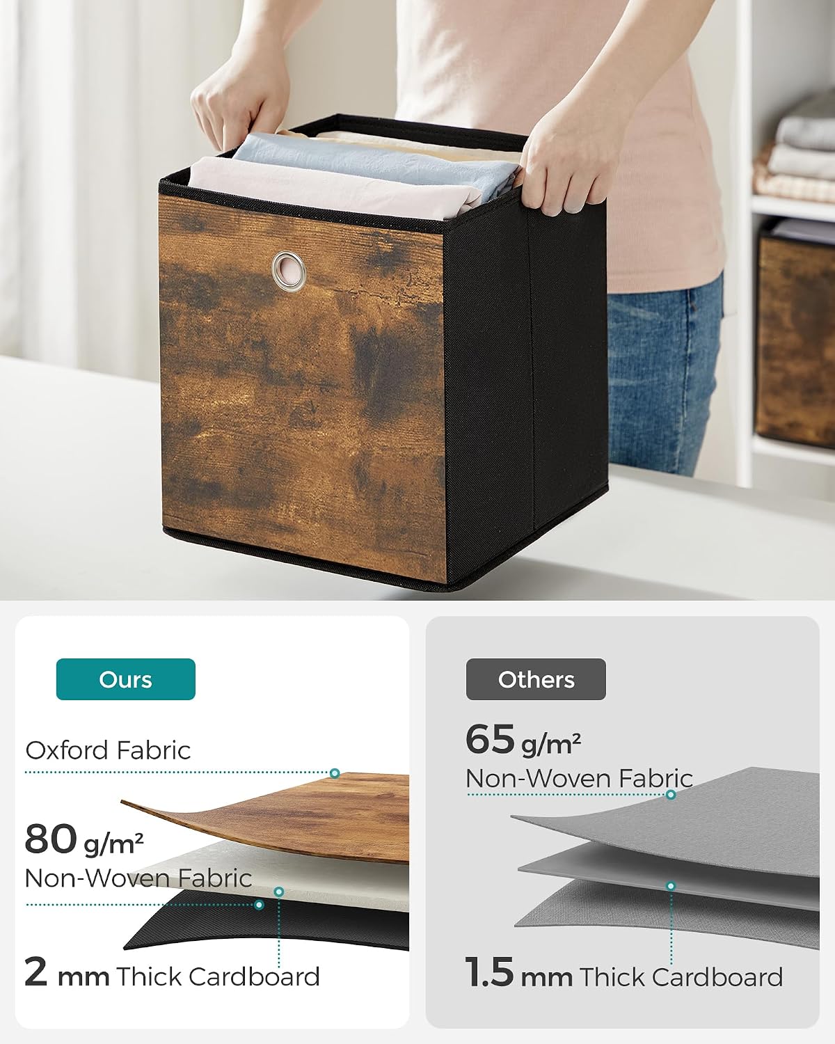 Detalle de SONGMICS YYagsgaddsfasof1175 Storage Cubes, Set of 6, Foldable, 20 L