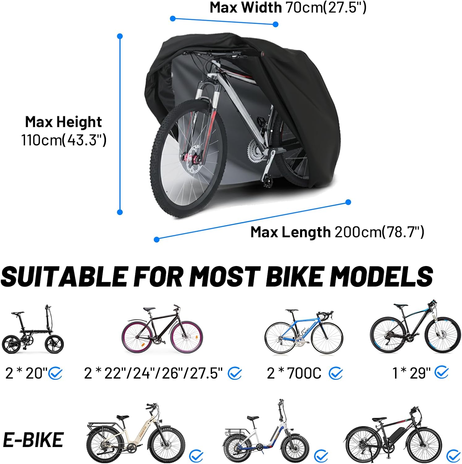 Thumbnail 6 de Favoto Bike Cover 78.7×27.5×44 inch