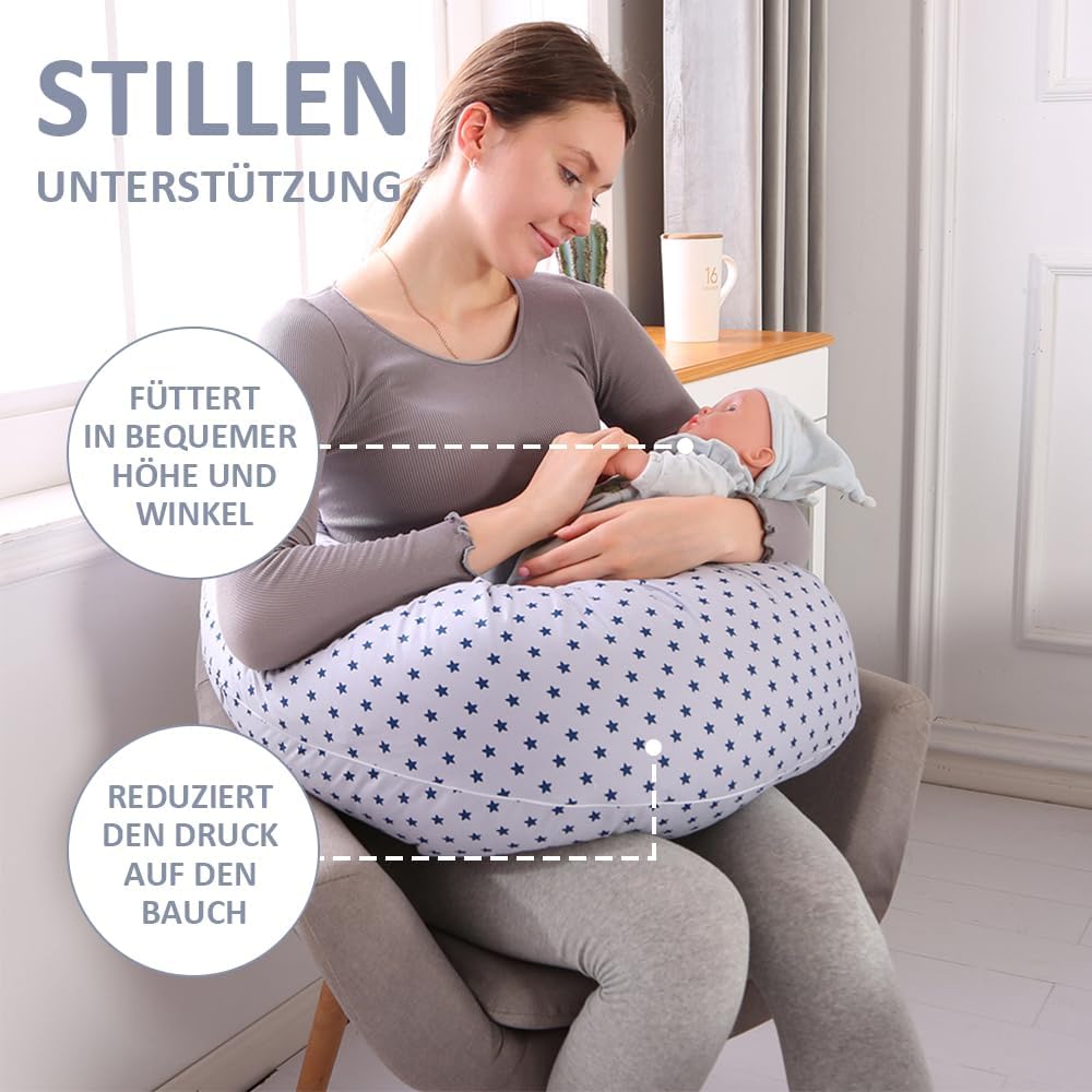 Detalle de Chilling Home 2 in 1 Stillkissen XXL Schwangerschaftskissen Blau