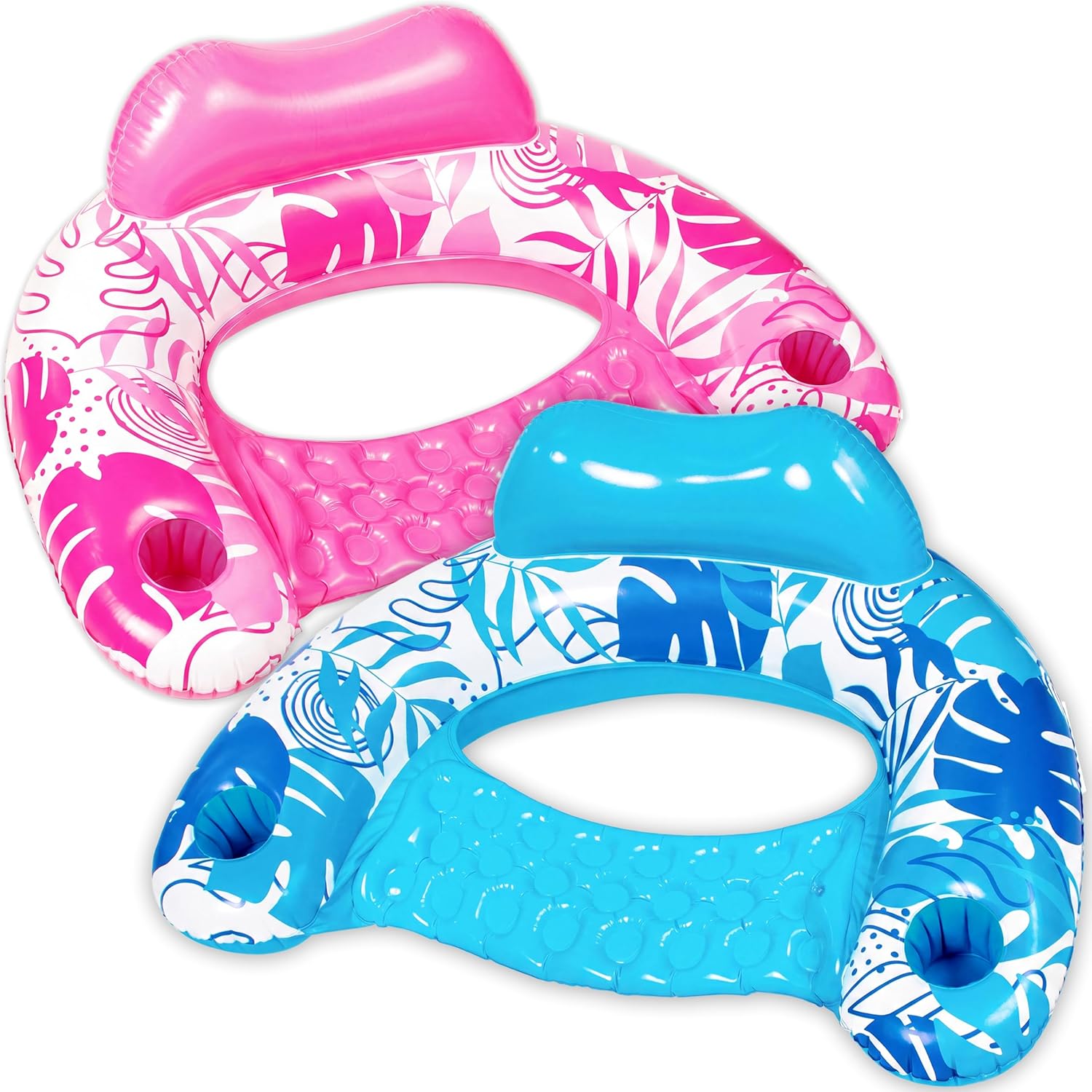 Detalle de SLOOSH Inflatable Pool Float Chairs for Adults (2-Pack) with Cup Holders, X-Large