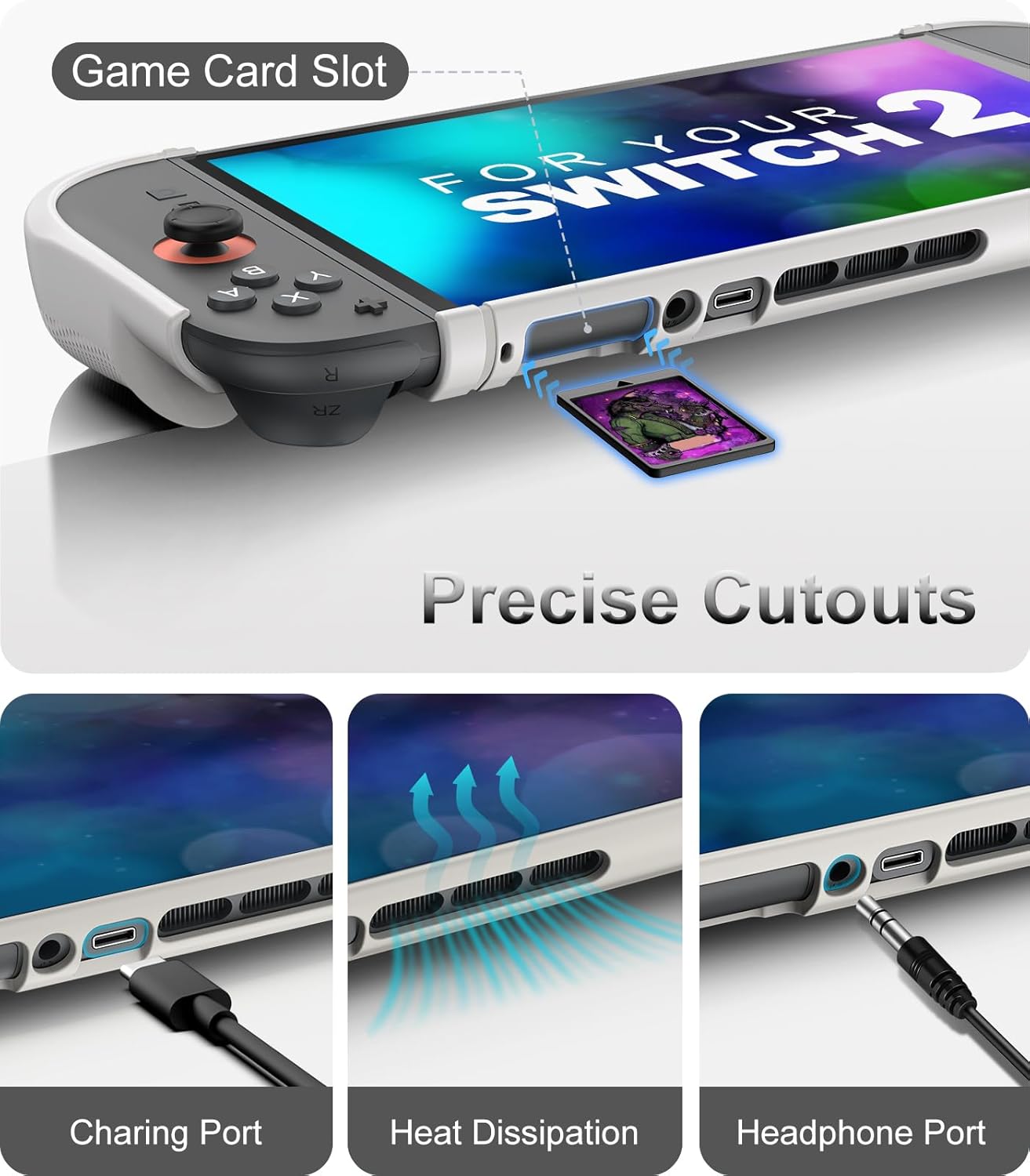 Detalle de TiMOVO Dockable Hülle für Switch 2 2025 – Soft-Grip Schutzhülle mit ergonomischem Griff, Dock-kompatibel