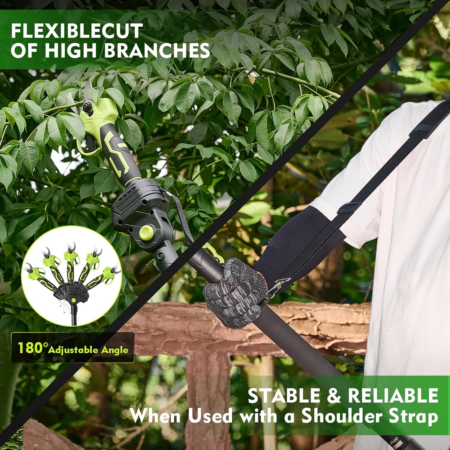 Detalle de Cordless Pole Pruning Shears & Chain Saw Set with 6.4ft Extension Pole