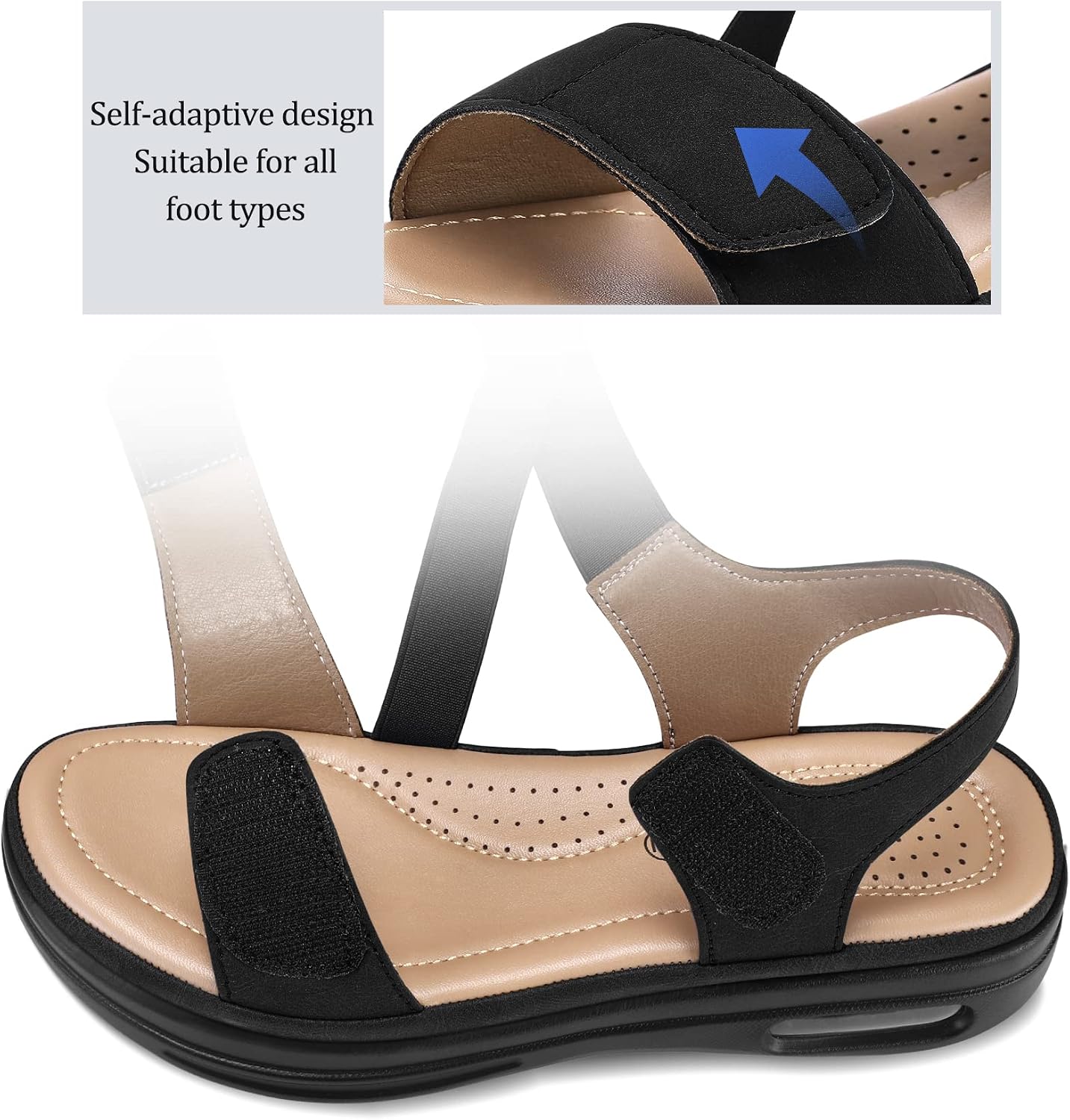 Detalle 2 de mysoft Women's Summer Walking Sandals with Air Cushion Platform