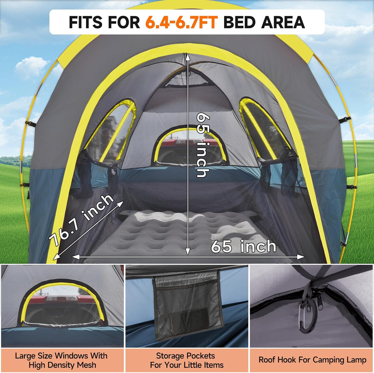 Detalle de Pickup truck bed tent 6.4-6.7ft waterproof