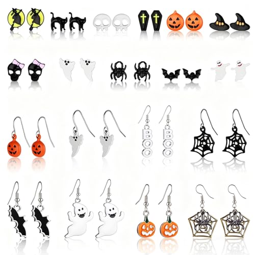 Detalle de YingBiao 25 Pairs Halloween Earrings Set in Plated Alloy