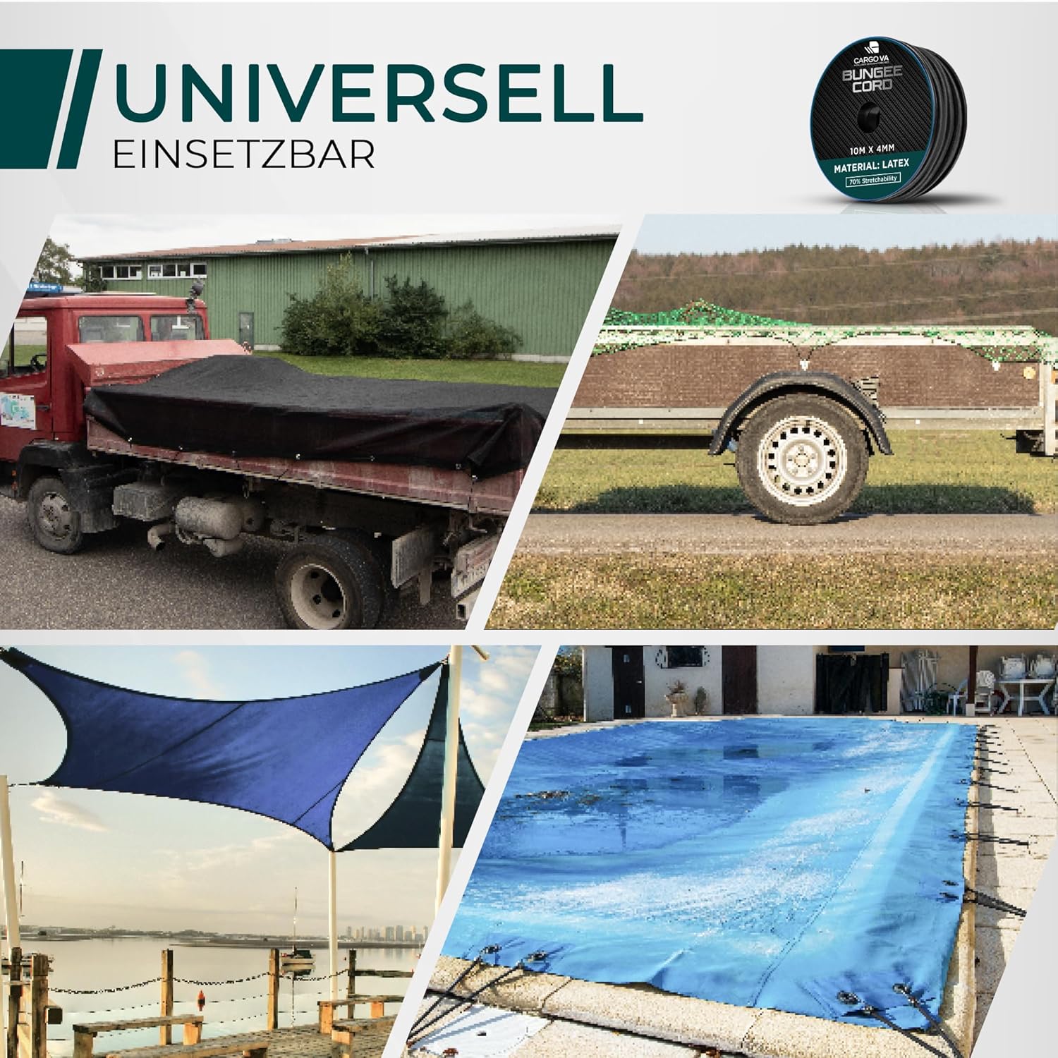 Thumbnail 6 de CargoVA Gummiseil 6mm x 20m Schwarz – Expanderseil mit +70% Dehnung, wetterfest und langlebig
