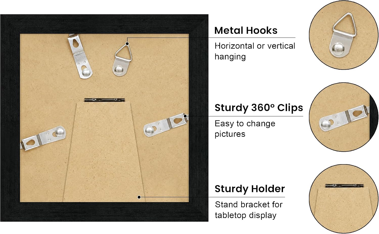Thumbnail 4 de THKRLOF 8x10 Picture Frame, Black MDF Wood with Real Glass