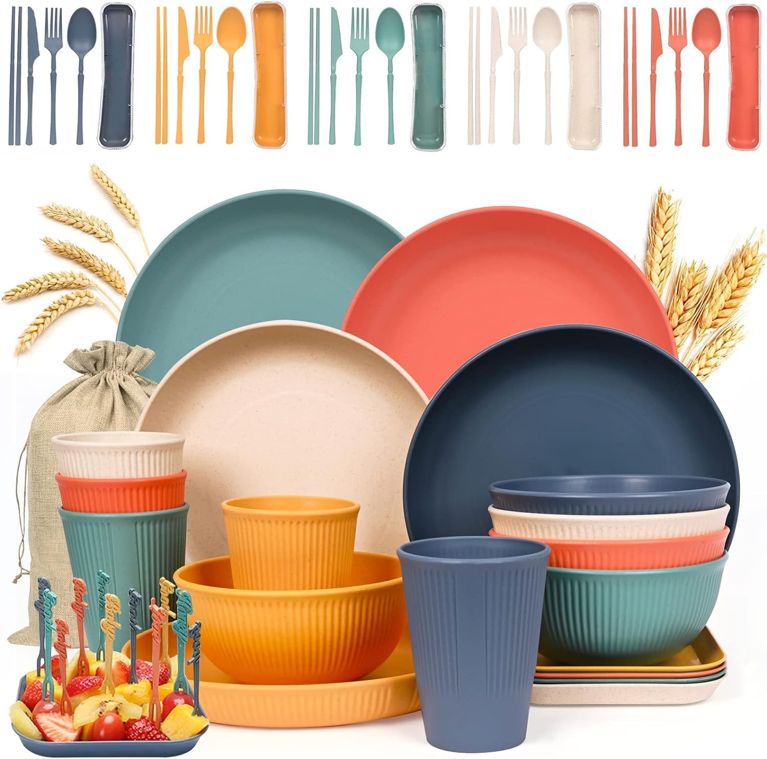 Detalle de UHAPEER 58Pcs Camping Dinner Set for 5 People
