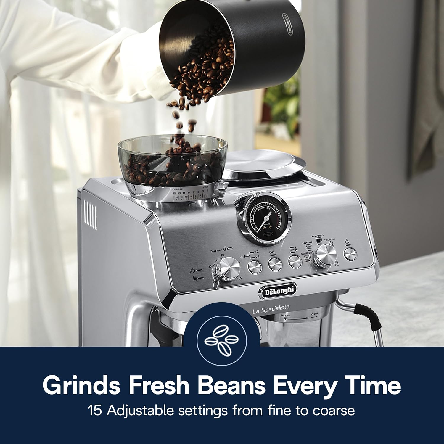 Detalle 2 de De’Longhi espresso machine with built-in grinder