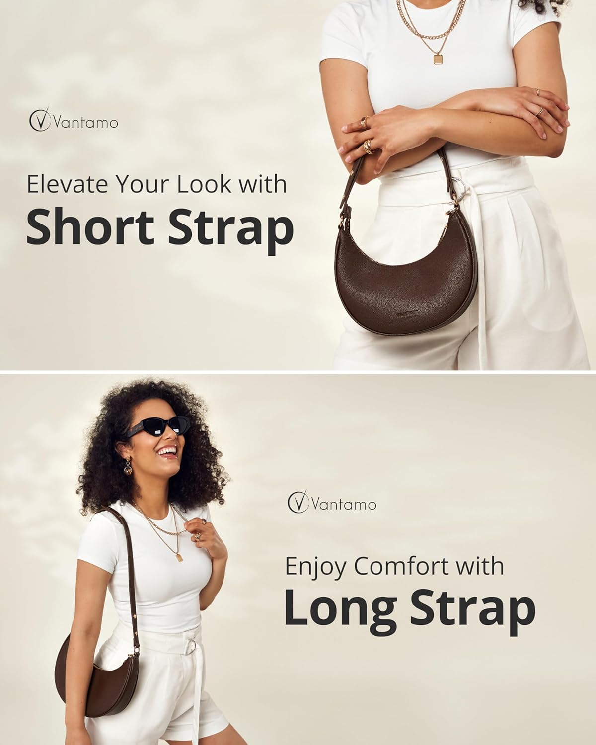 Detalle de Vantamo Crescent Bags for Women Half Moon Clutch Purse with RFID Protection
