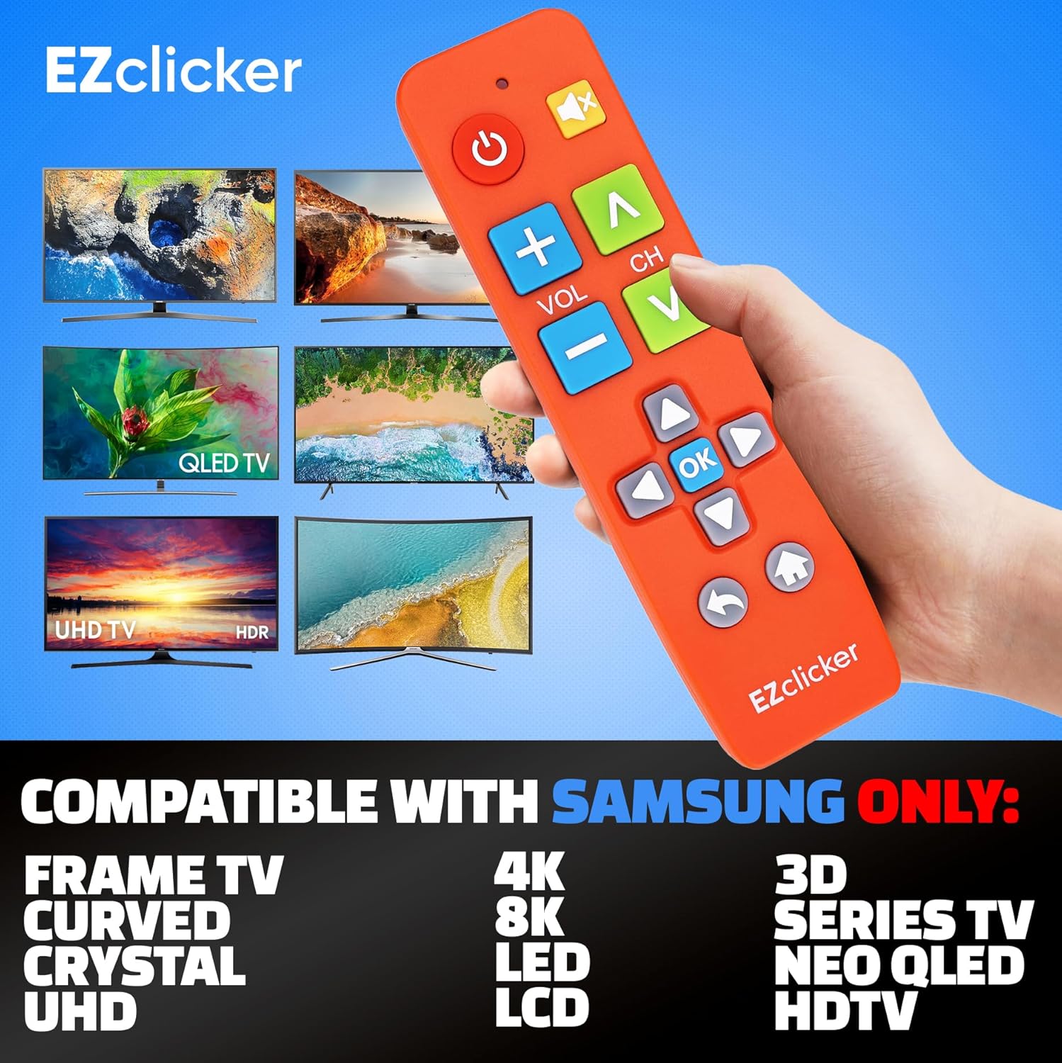 Thumbnail 3 de EZClicker Samsung Replacement TV Remote — Big Button, Easy to Use (Orange)